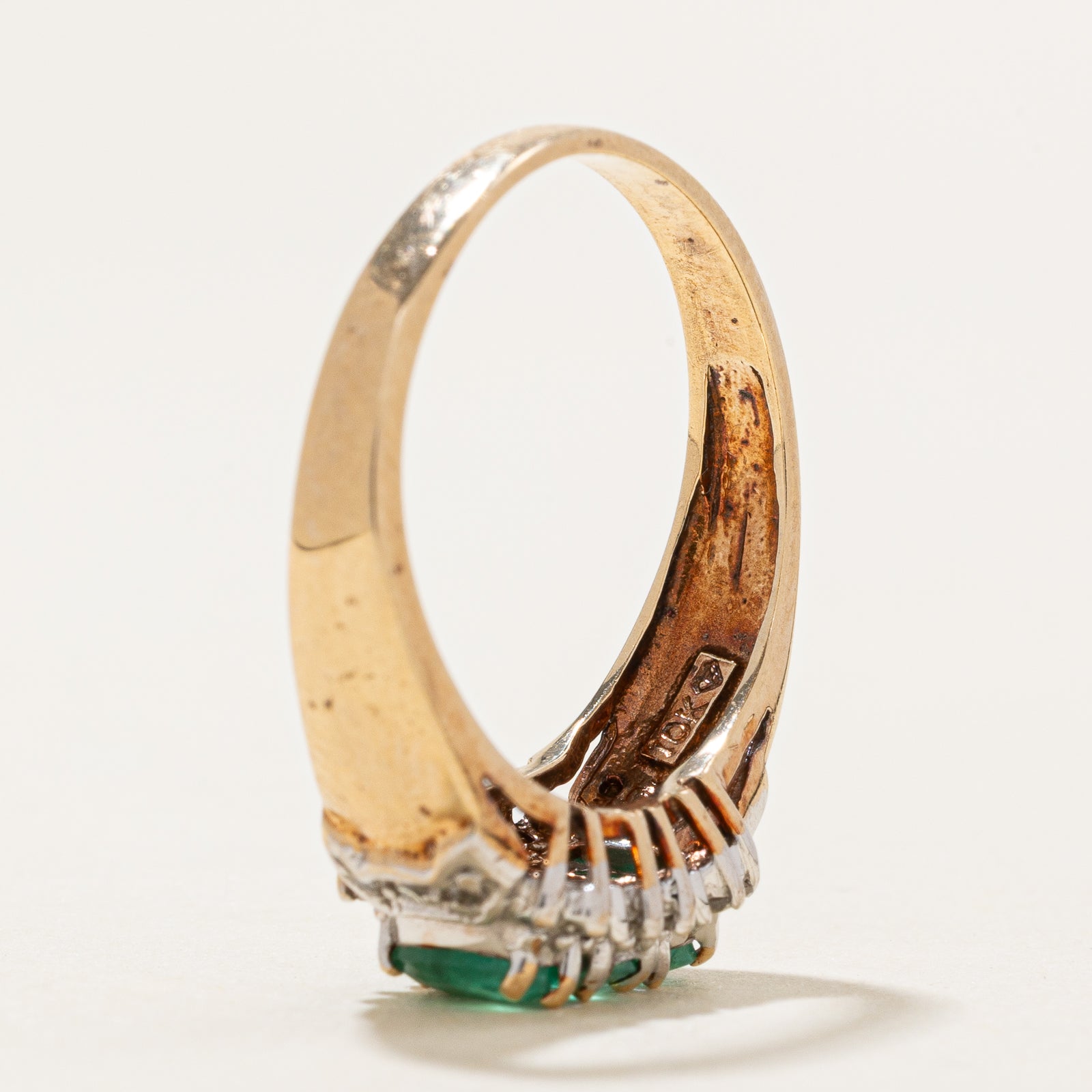 Emerald and Diamond Ring - 0.75ctw Emerald with 0.12ctw Diamonds - Size 8 - Elegant Wedding, Engagement, Anniversary Gift for Her
