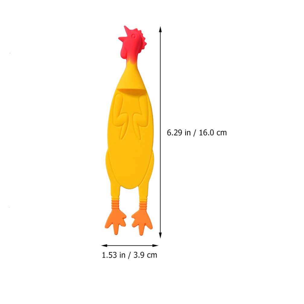 NUOBESTY Funny Screaming Chicken Bookmark - Plastic Animal Corner Bookmarks for Kids, Book Lovers & Gifts - Unique Novelty Reading Accessories for Children's Books, Gifts & School Supplies