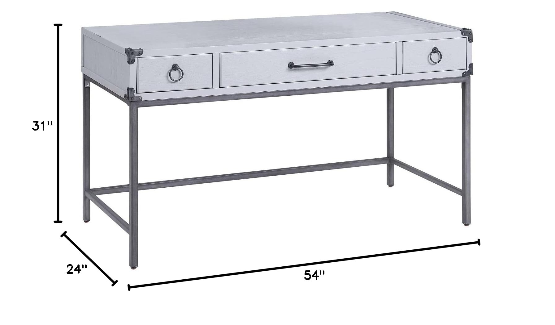 Acme Orchest 3-Drawer Wooden Desk Table in Gray - Modern Home Office Furniture for Study & Work