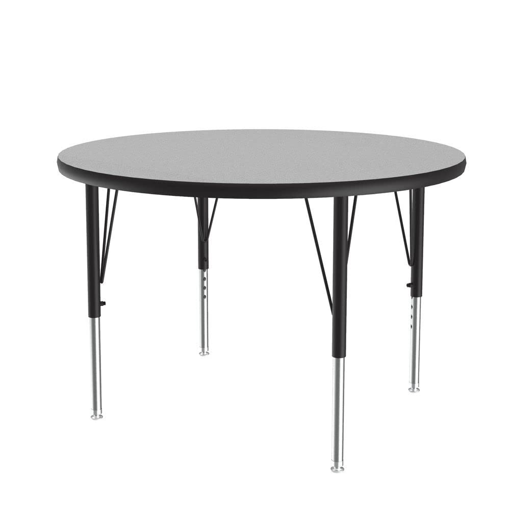 Correll 36 Inch Round Adjustable Height School Table (19-29 Inches) - Durable Gray Granite Thermal Fused Laminate - Made in USA - Perfect for Classrooms, Daycares & Learning Centers