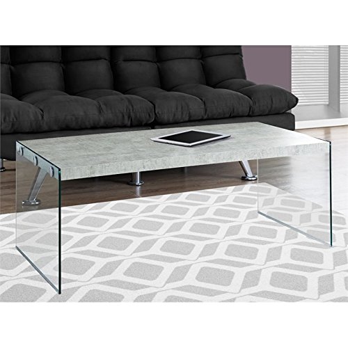 Pemberly Row Modern Gray Cement Coffee Table - Stylish Living Room Centerpiece for Home Decor & Entertainment