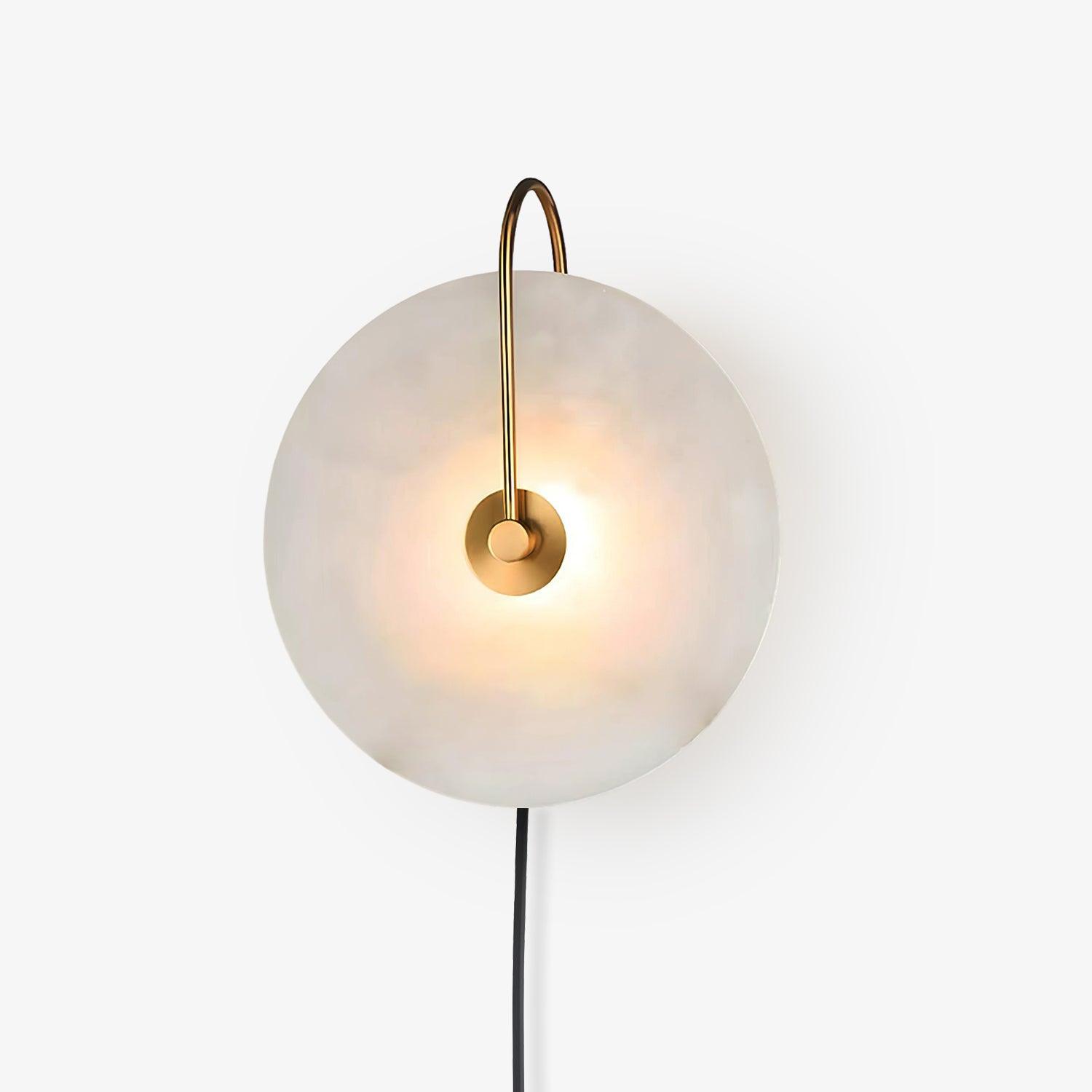Alabaster LED Plug-In Wall Sconce - Modern Plug in Wall Light Fixture for Bedroom, Living Room & Hallway Lighting