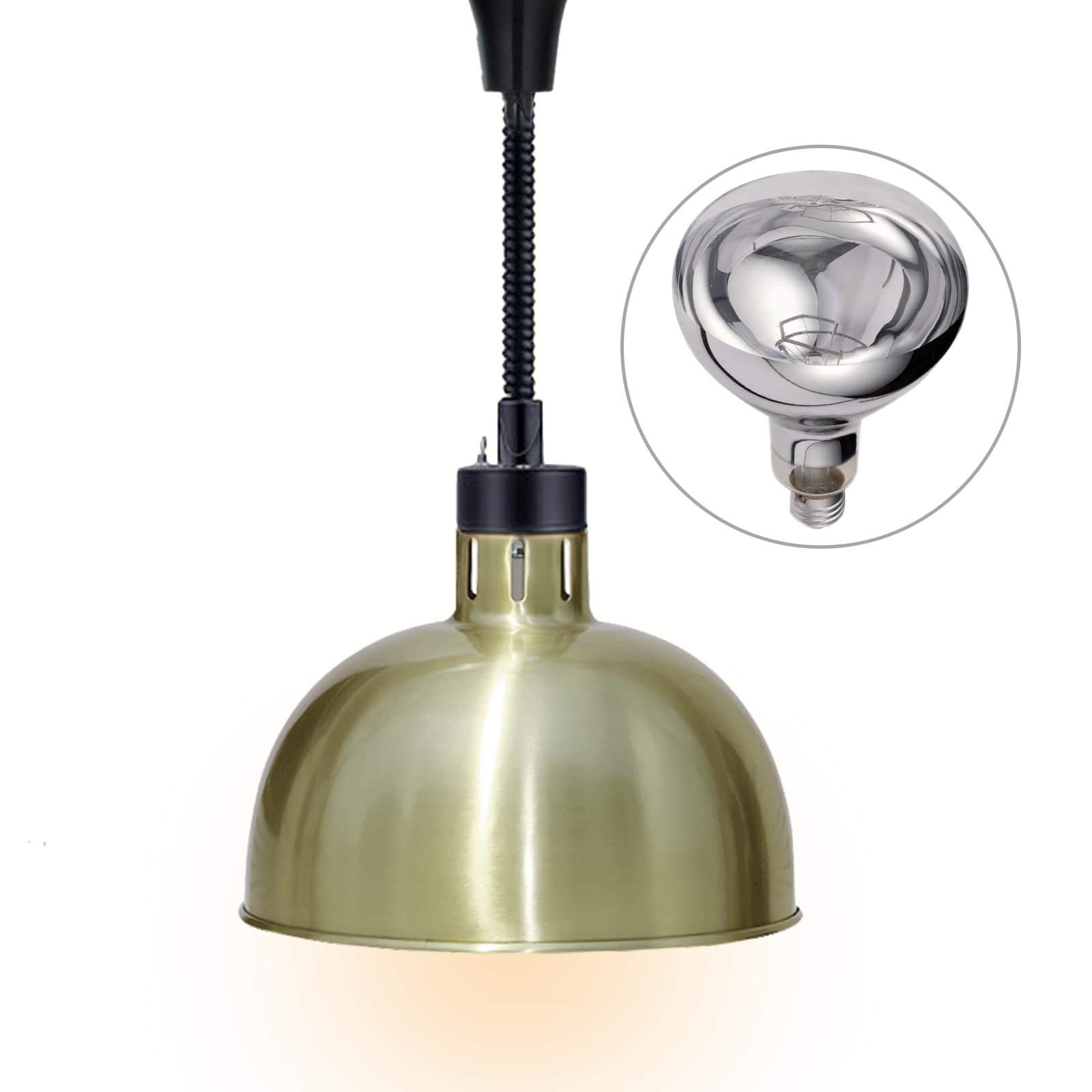 JIAWANSHUN 250W Commercial Food Warmer Lamp with Bulb - Stainless Steel Heat Lamp for Restaurants, Buffets, Catering & Home Kitchen Use - 110V Electric Food Warmer for Keeping Meals Hot & Fresh