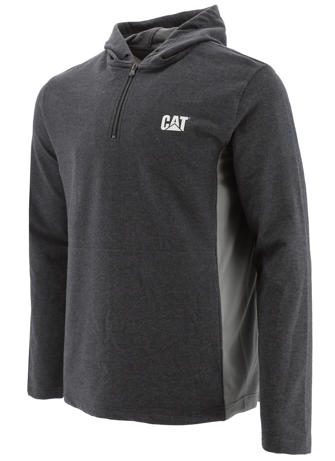 Caterpillar Coolmax Quarter Zip Hoodie for Men - Lightweight, Breathable & Moisture-Wicking Work Hooded Sweatshirt - Perfect for Outdoor Work, Hiking & Casual Wear