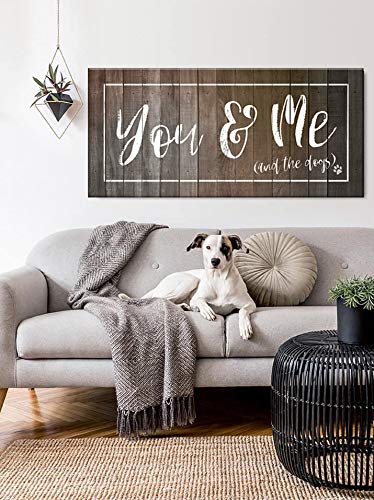 Dog Signs for Home Decor - Couples Bedroom Wall Art (42x19)