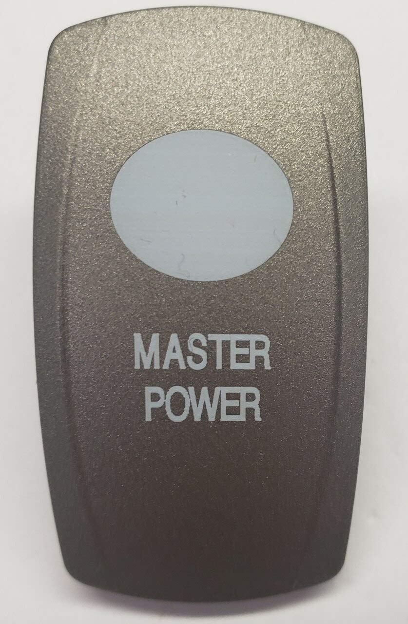 Master Power Rocker Switch Cap - Pewter with White Lens, Carling V Series Compatible for Marine, RV & Automotive Applications