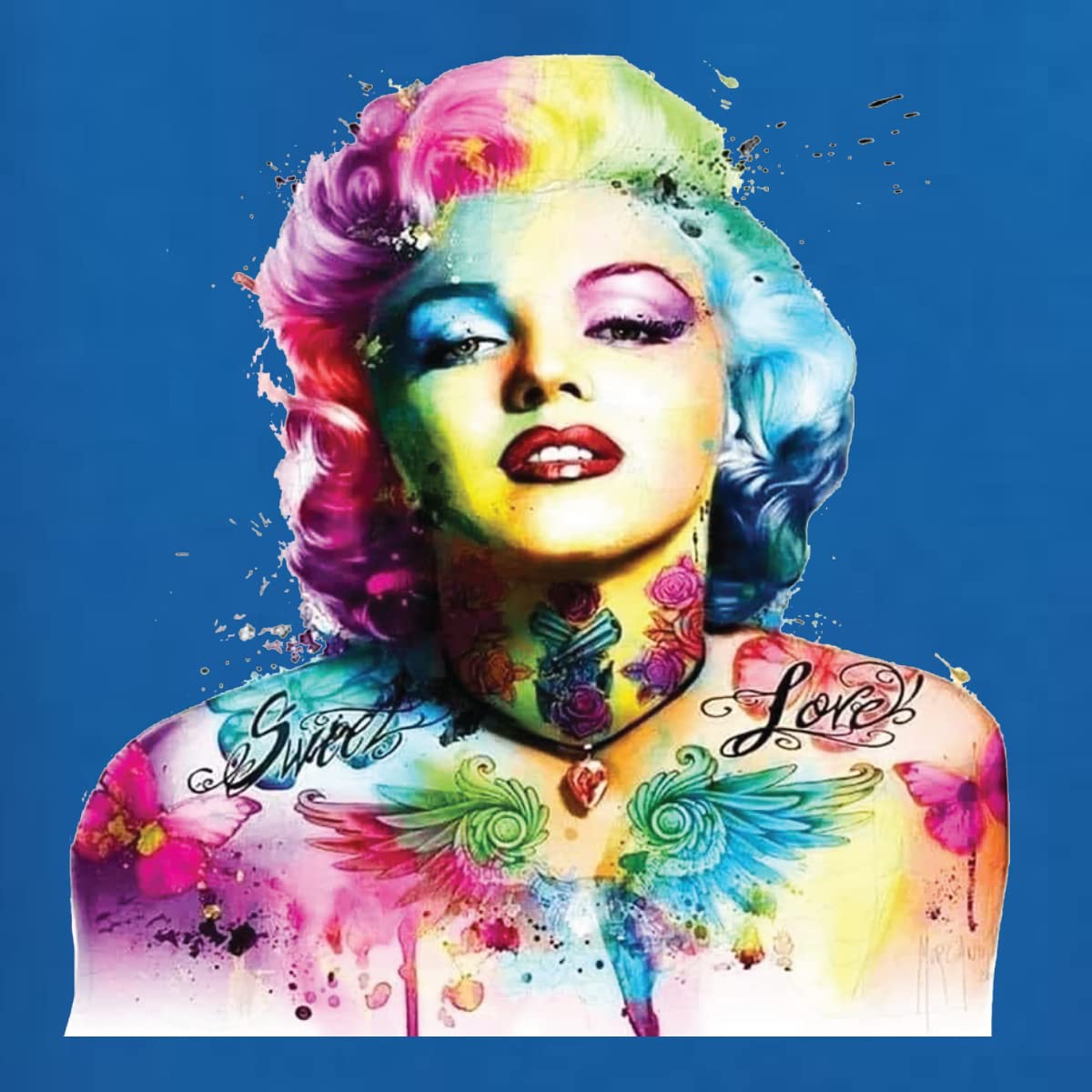 Vibrant Marilyn Multicolor Pop Art T-Shirt for Women - Junior Fit V-Neck Tee | Perfect for Casual Wear, Pop Culture Events & Retro Fashion
