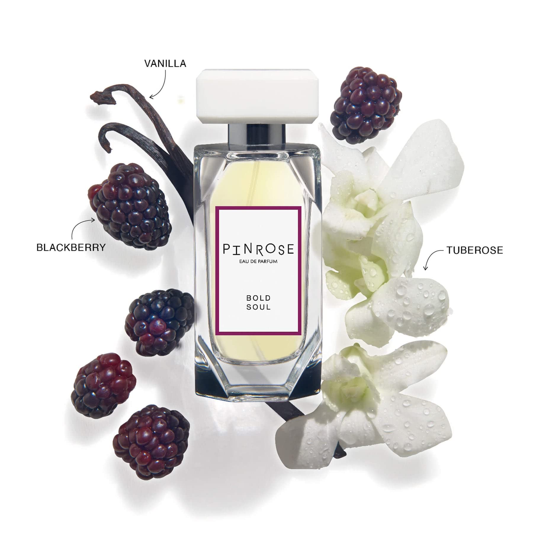 PINROSE Bold Soul Eau de Parfum Spray - Vegan, Cruelty-Free Fragrance with Blackberry, Tuberose & Vanilla Notes | Hypoallergenic Perfume for Women | Perfect for Date Night & Special Occasions