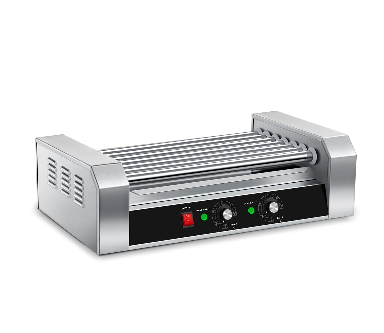 Commercial Grade SYBO Hot Dog Roller - 18 Hot Dog 7 Roller Grill Cooker Machine with Removable Stainless Steel Drip Tray, 1000-Watts - Perfect for Restaurants, Food Trucks, and Outdoor Events