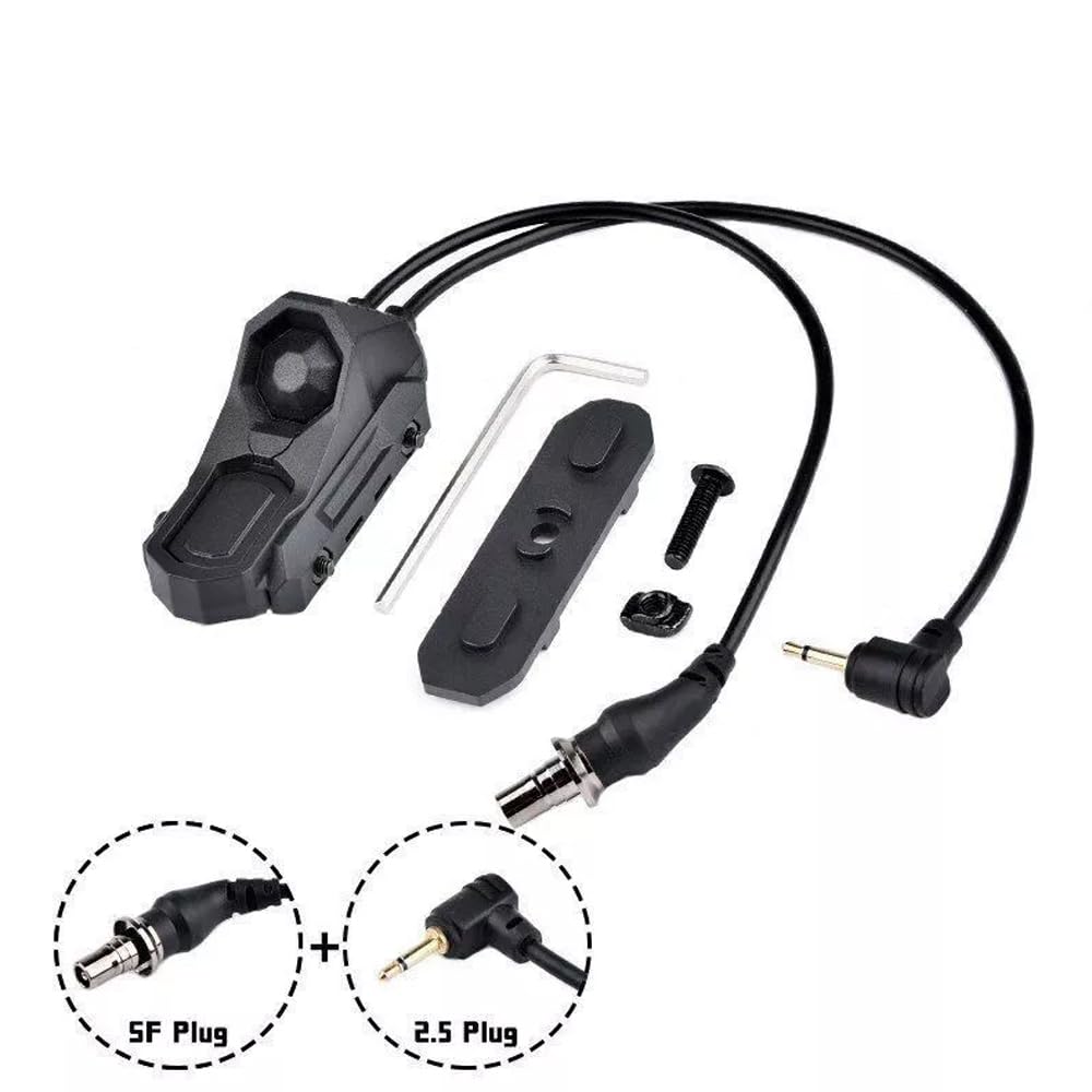 Metal CQL-1 Laser Sight Box with IR Laser, Red/Green/Blue Laser & Flashlight Mount | M600C Tactical Scout LED Flashlight | Modular Wire Remote Pressure Switch (SF+2.5 Plug) Combo in Black - Perfect for Tactical Gear, Hunting, Airsoft & Firearm Accessories