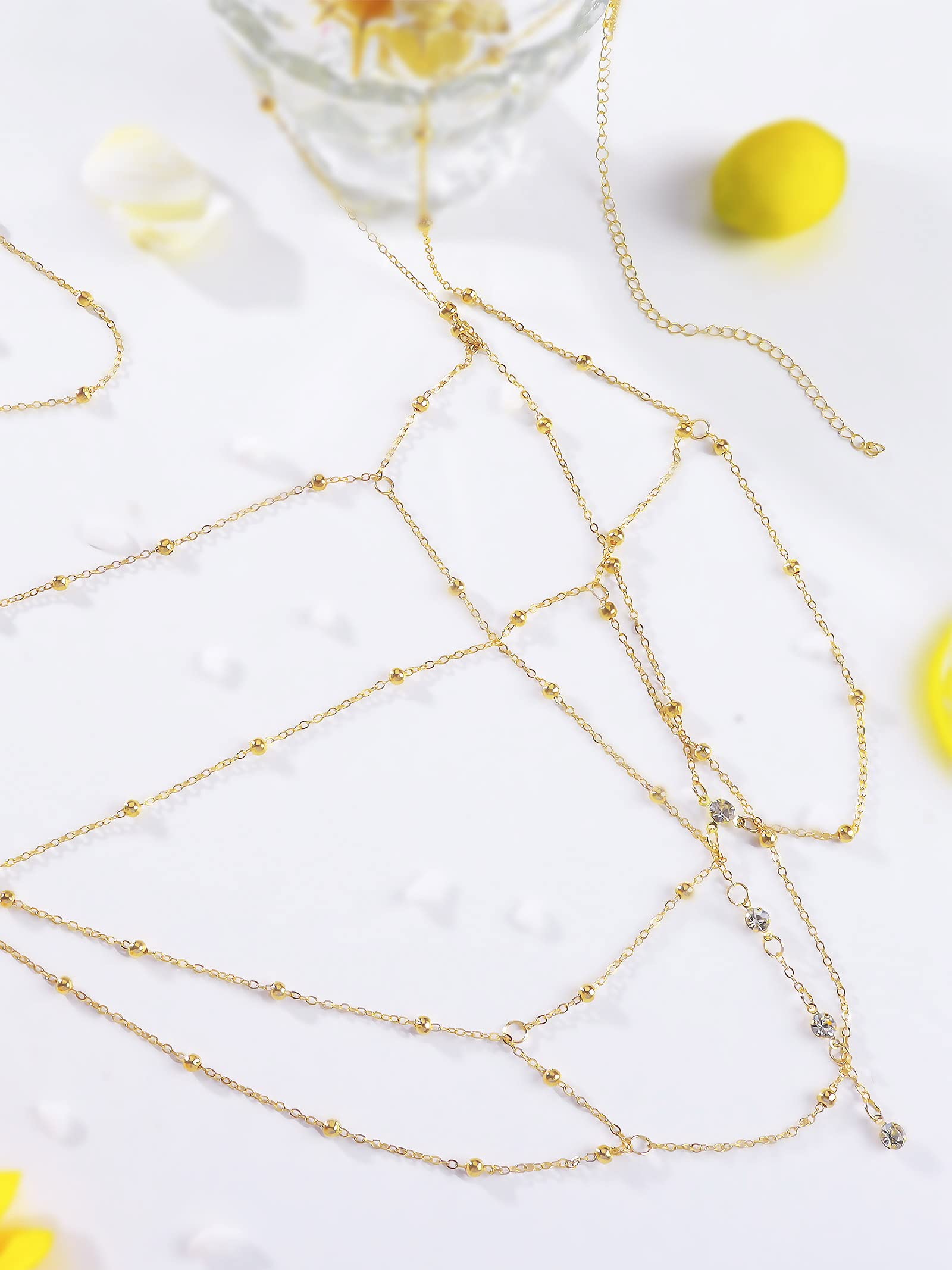 Sexy Crystal Body Chains for Women - Rhinestone Bra Chest Jewelry - Bling Beach Party Accessories for Bikini, Festival & Night Out