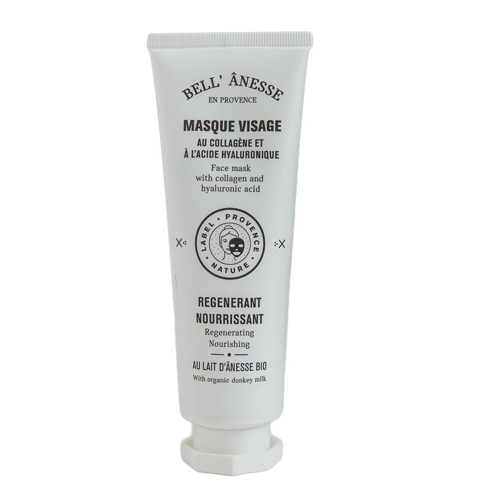 Organic Donkey Milk French Face Mask with Hyaluronic Acid & Collagen - Nourishing & Regenerating Skincare - 120ml - Perfect for Dry Skin & Anti-Aging Routine
