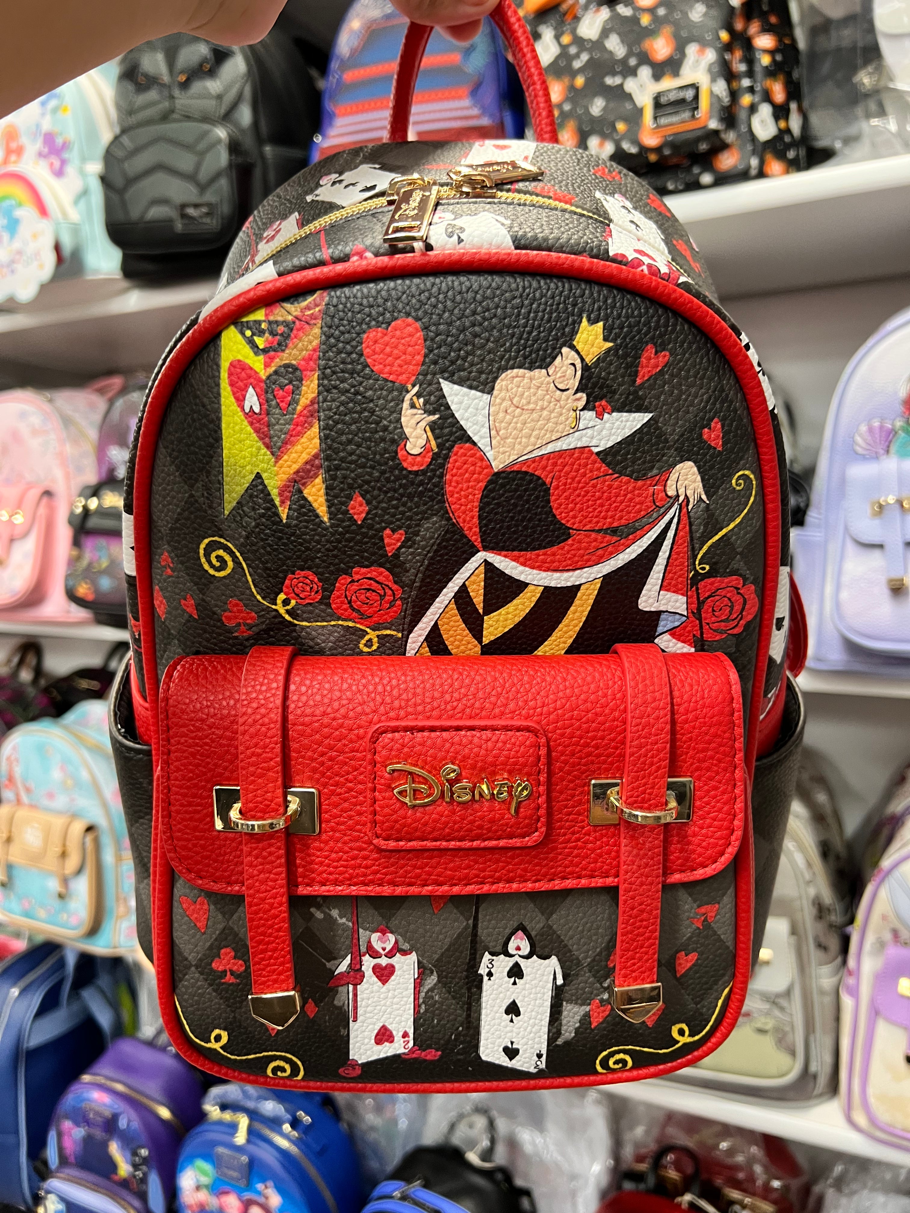 Stylish Queen of Hearts Leather Mini Backpack for Women - Trendy Crossbody Purse for Daily Use, Travel & Cosplay Accessories