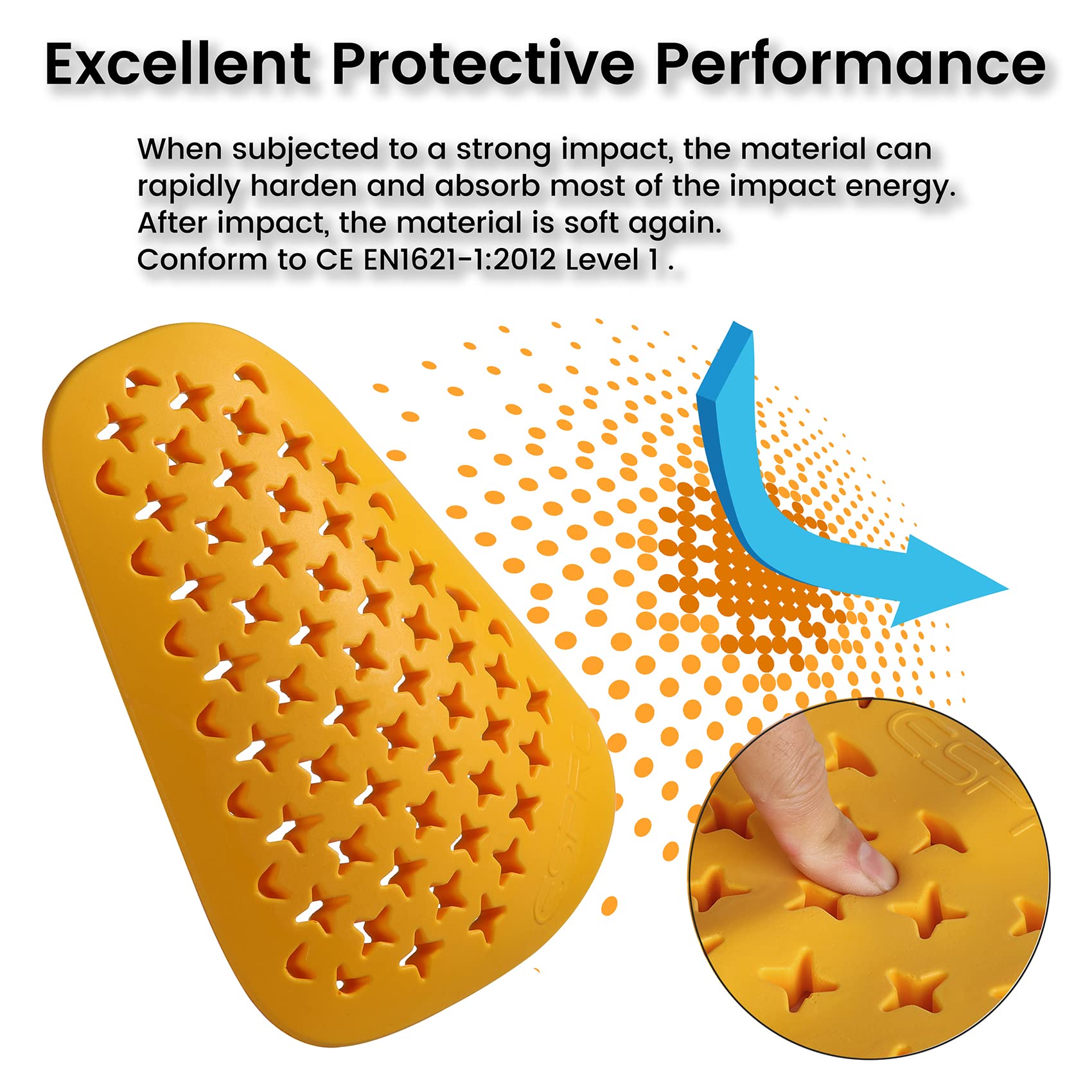 CE Certified Motorcycle Chest Protector Armor with Low Temperature Resistance (-22℉/-30℃) - Yellow Chest Pad for Off-Road Riding & Winter Motorcycling