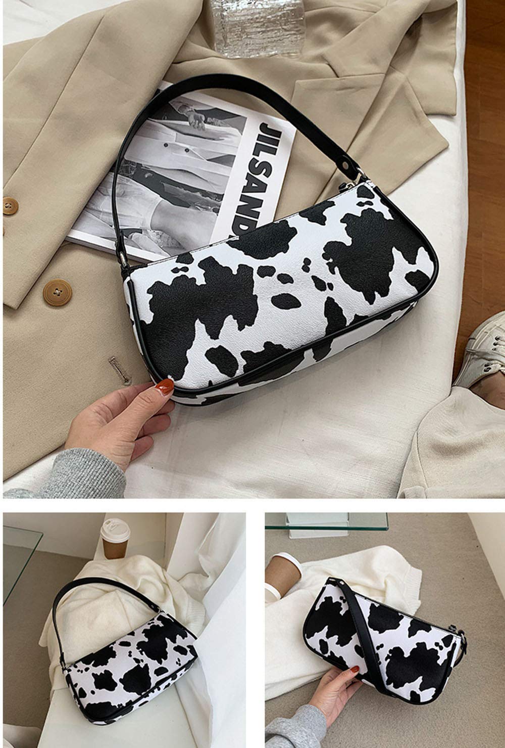 Women's Cow Print Shoulder Bag - Fashionable Clutch Purse & Underarm Handbag with Zipper - Stylish Satchel Tote for Everyday Use, Parties, and Work