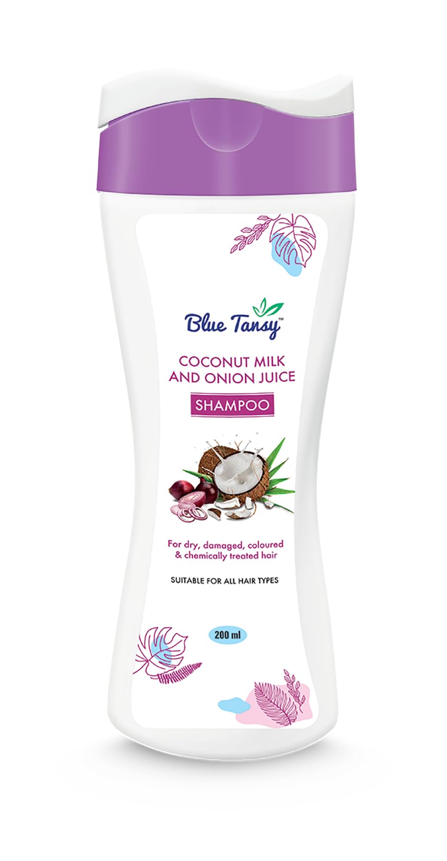 Blue Tansy Coconut Milk & Onion Juice Shampoo 200ml - Natural Hair Growth & Scalp Care - Gentle Cleansing for Dry, Damaged Hair - Perfect for Daily Use & Hair Repair