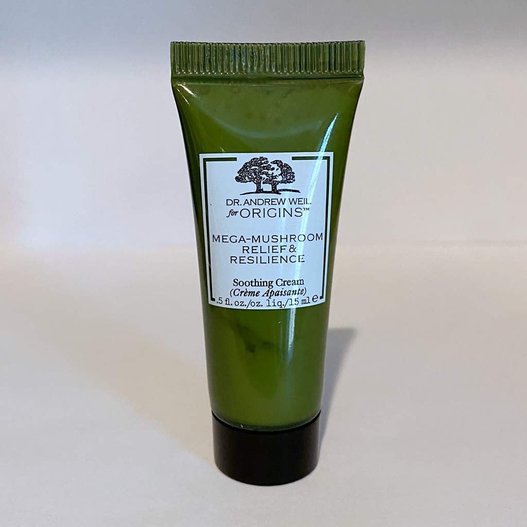 Origins Dr. Weil Mega-Mushroom Relief & Resilience Soothing Face Cream - Travel Size 0.5 oz (15ml) for Dry, Sensitive Skin - Perfect for On-the-Go Hydration & Skin Repair