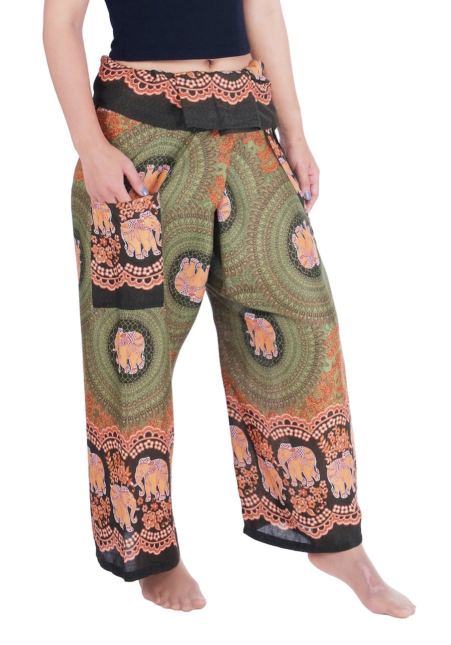 Lannaclothesdesign Women's Thai Fisherman Pants - Yoga Trousers with Wide Legs, Comfortable & Stylish for Yoga, Meditation, Beach & Casual Wear
