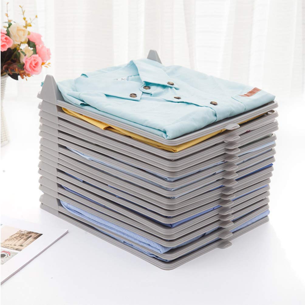 Hemoton 2-Pack Stackable File Organizer Trays - Foldable Drawer Organizer for T-Shirts, Documents & Receipts | White Clamshell Design for Office, Home & Closet Storage