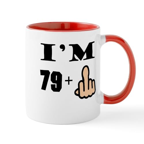 White/Red Inside - Middle Finger 80Th Birthday Mugs