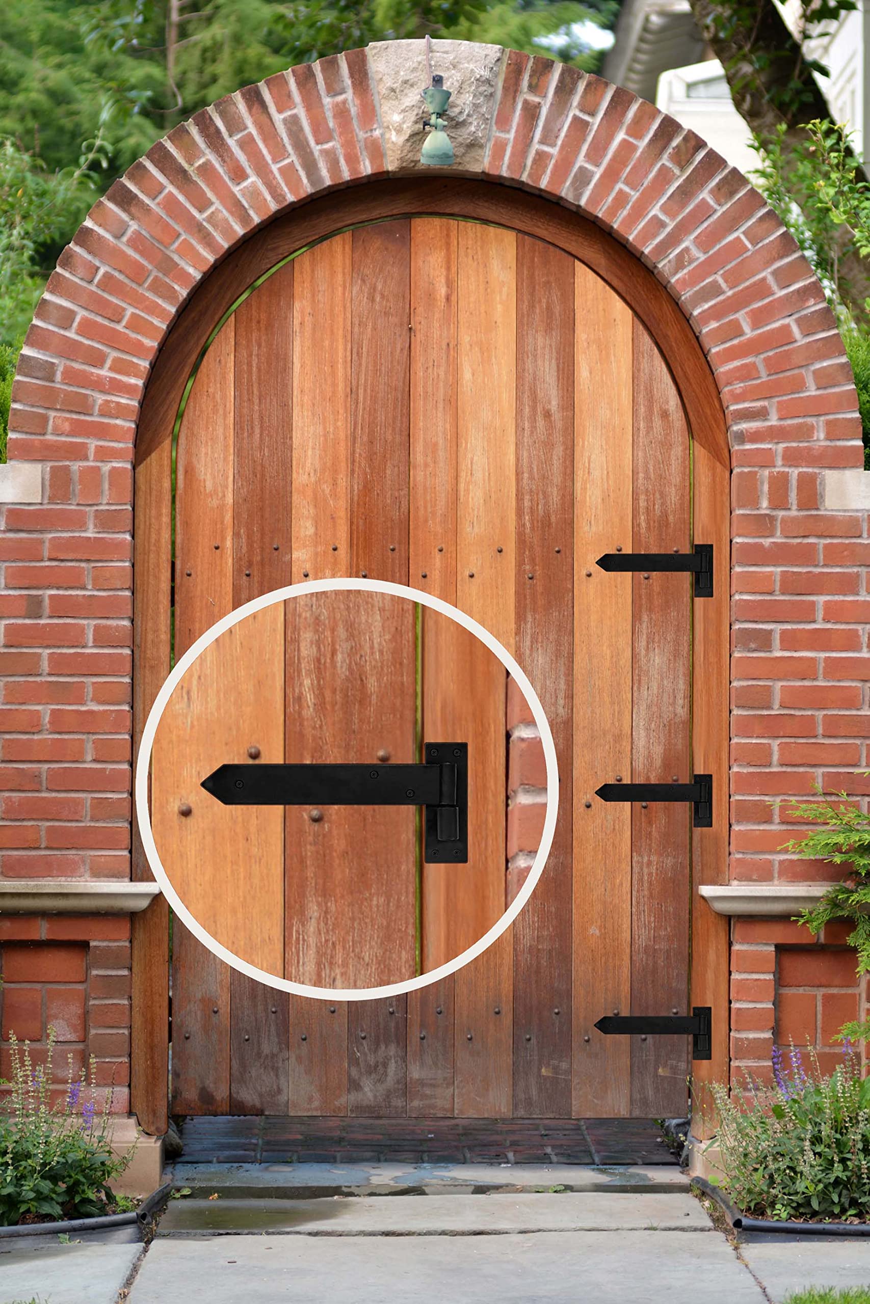 Heavy Duty 2-Piece Black Matte T Hinge Set for Wooden Fences, Barn Doors & Shed Doors - Outdoor Gate Hinges with Rust-Resistant Finish - Perfect for Backyard Fences, Farm Gates and Storage Sheds