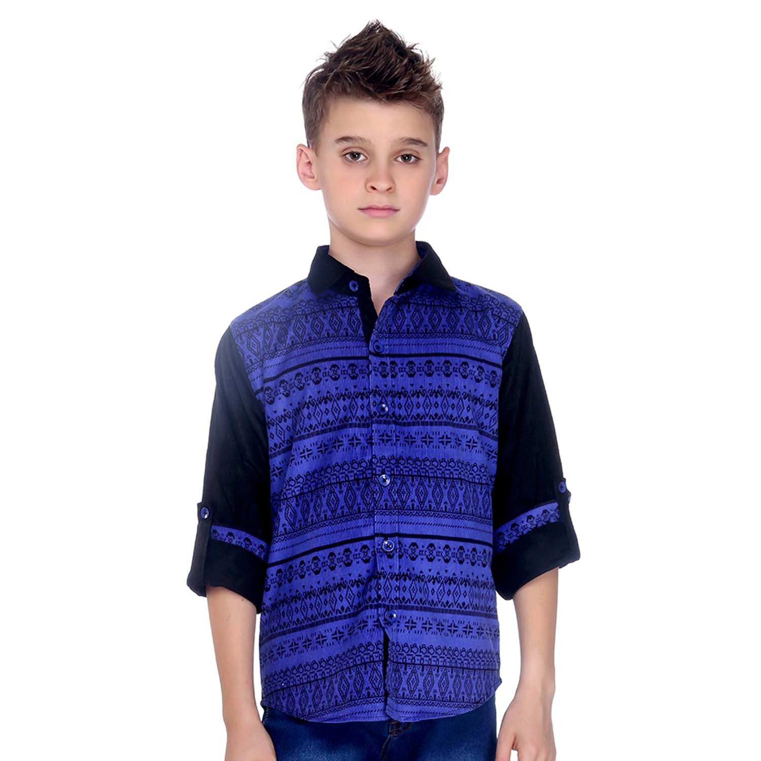 Stylish Blue Printed Corduroy Shirt for Men & Women | Vintage Fashion Casual Wear | Perfect for Fall Outfits, Date Nights & Office Casual