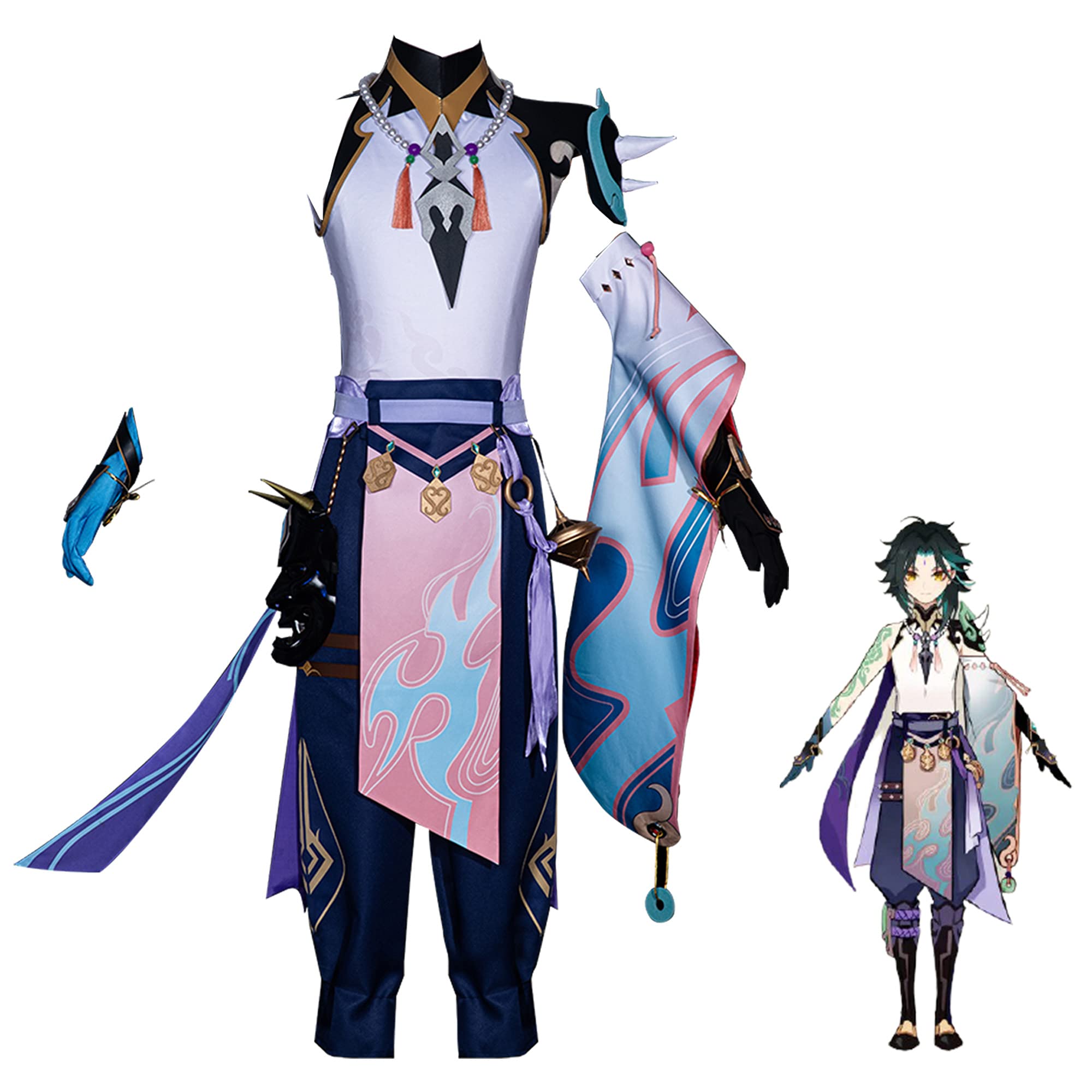 Genshin Impact Xiao Cosplay Costume Full Set - Anime Role Play Outfit for Halloween, Conventions, and Themed Parties | Official Character Uniform for Fans and Collectors