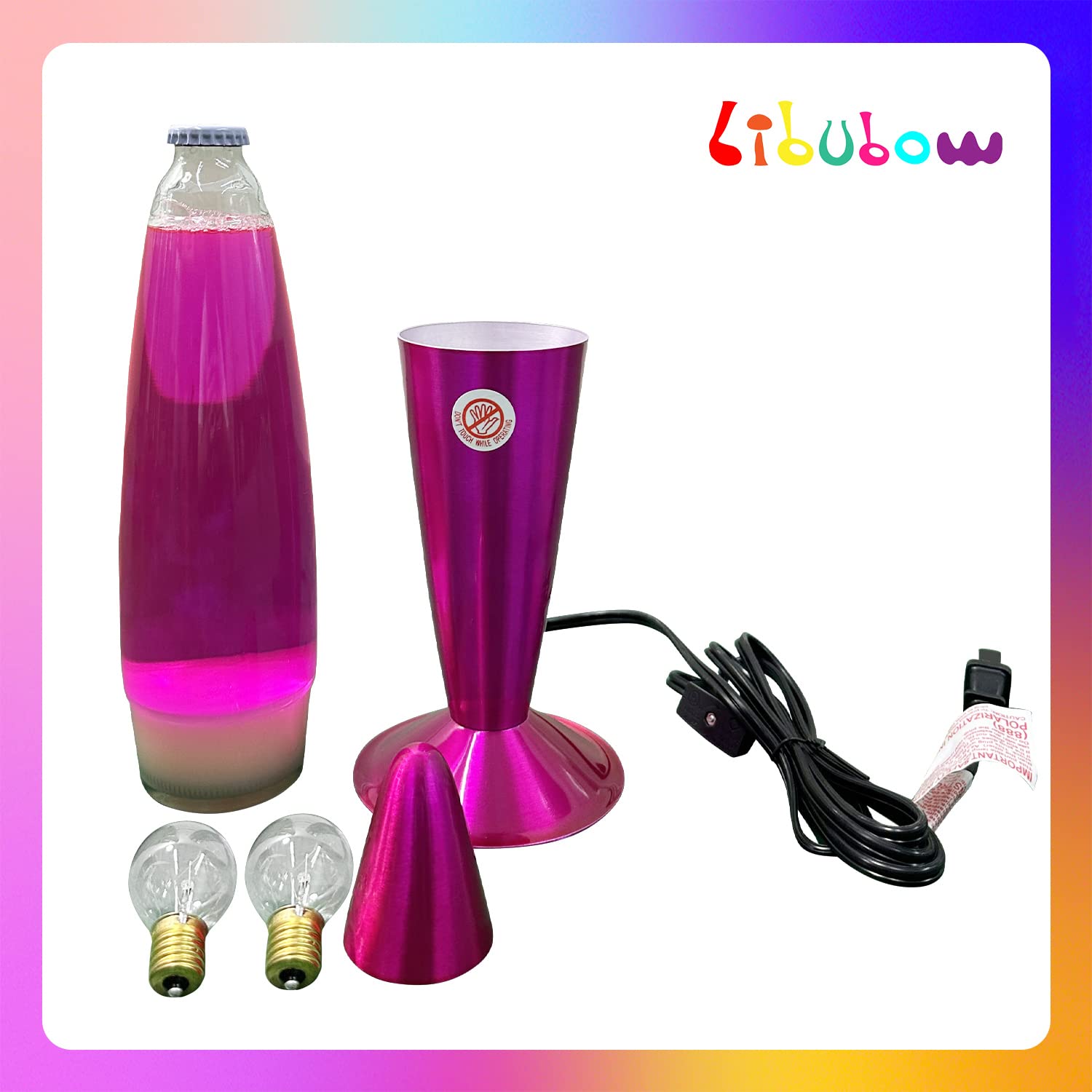 16 Inch Pink Lava Lamp with 2 Bulbs - White Wax & Pink Liquid Mood Light for Relaxation, Home Decor, Office, Bedroom - Perfect Nightlight for Adults, Teens, Kids & Girls - Ideal for Meditation, Sleep Aid, and Cozy Ambiance