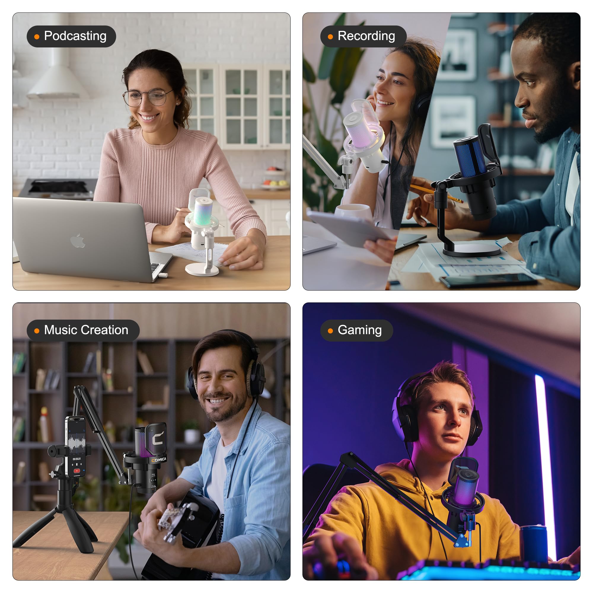 COMICA EJoy Uni USB Gaming Microphone for PC, PS4, PS5 & Mac - RGB Streaming Mic with Noise Cancellation for Twitch, YouTube, Podcast & Recording - Adjustable Gain, Mute & Monitoring - Perfect for Gaming, Live Streaming & Home Studio Setup
