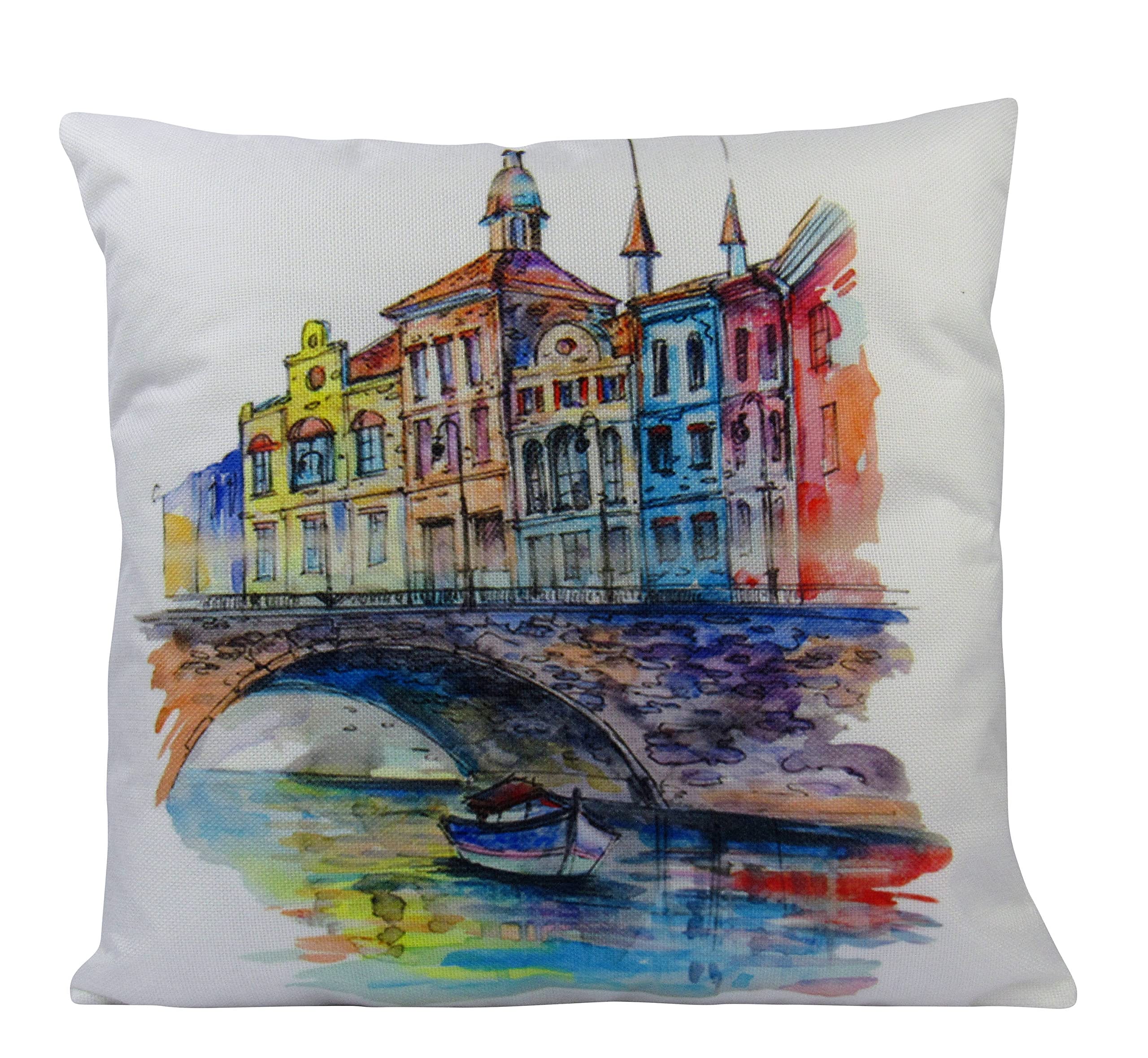 Paris Watercolor Painting Pillow Cover - Decorative Throw Pillow for Home Decor, Travel & Housewarming Gifts for Women & Friends - Perfect for Living Room, Bedroom & Sofa Decor