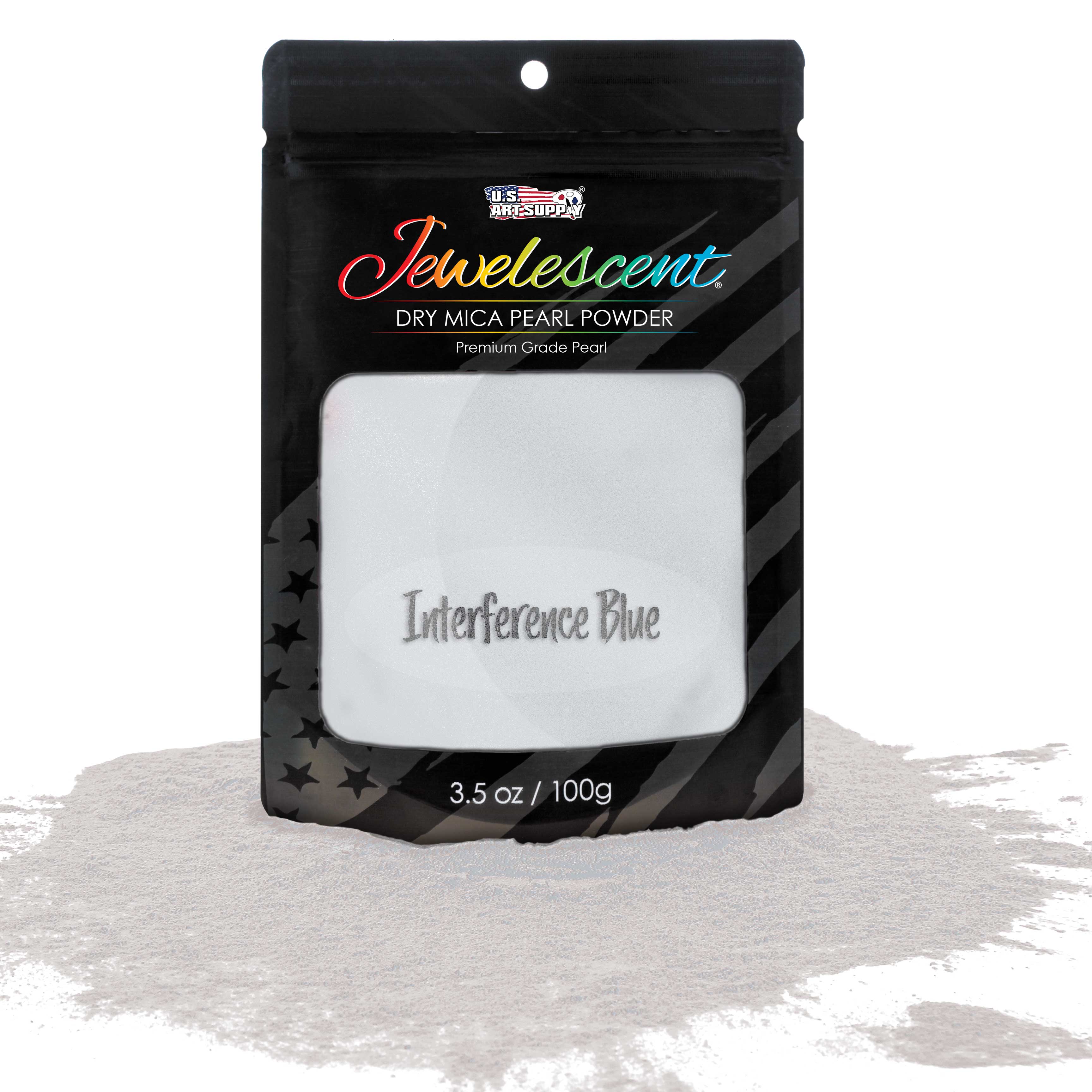 Jewelescent Mica Pearl Pigment Powder - Interference Blue 3.5oz (100g) | Cosmetic Grade Mica Powder for Epoxy Resin, Soap Making, Candle Dye, Slime & DIY Crafts | Perfect for Nail Art, Bath Bombs, Polymer Clay & Home Decor Projects