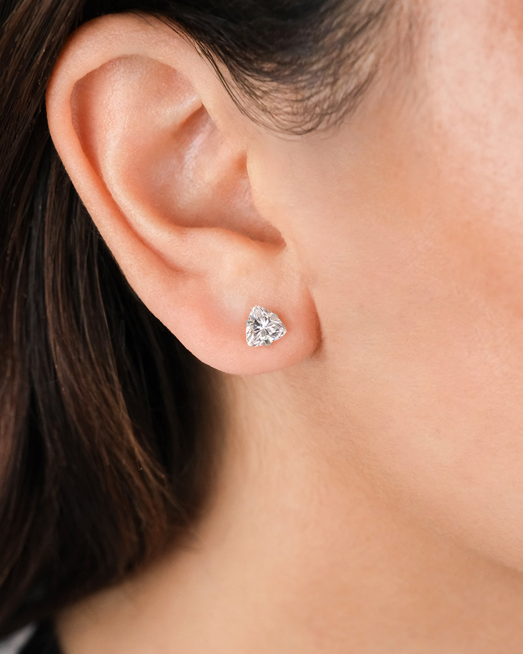 Sterling Silver Trillion Cut Prong Set Stud Earrings for Women - Dainty & Elegant Jewelry for Everyday Wear, Date Night & Special Occasions