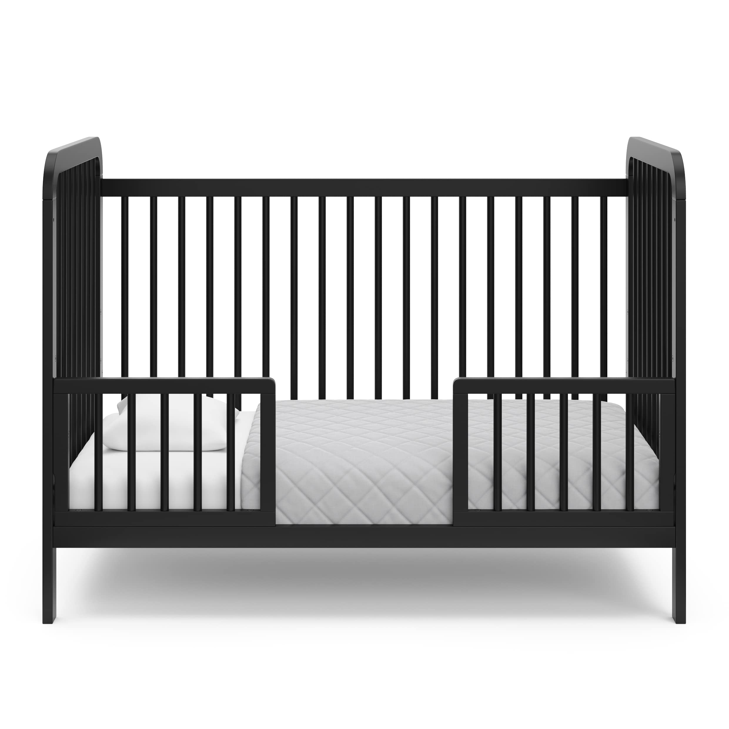 Storkcraft Pasadena 3-in-1 Convertible Baby Crib (Black) – GREENGUARD Gold Certified, Converts to Daybed & Toddler Bed, Fits Standard Full-Size Crib Mattress, Adjustable Height – Perfect for Nursery, Bedroom & Growing Toddlers