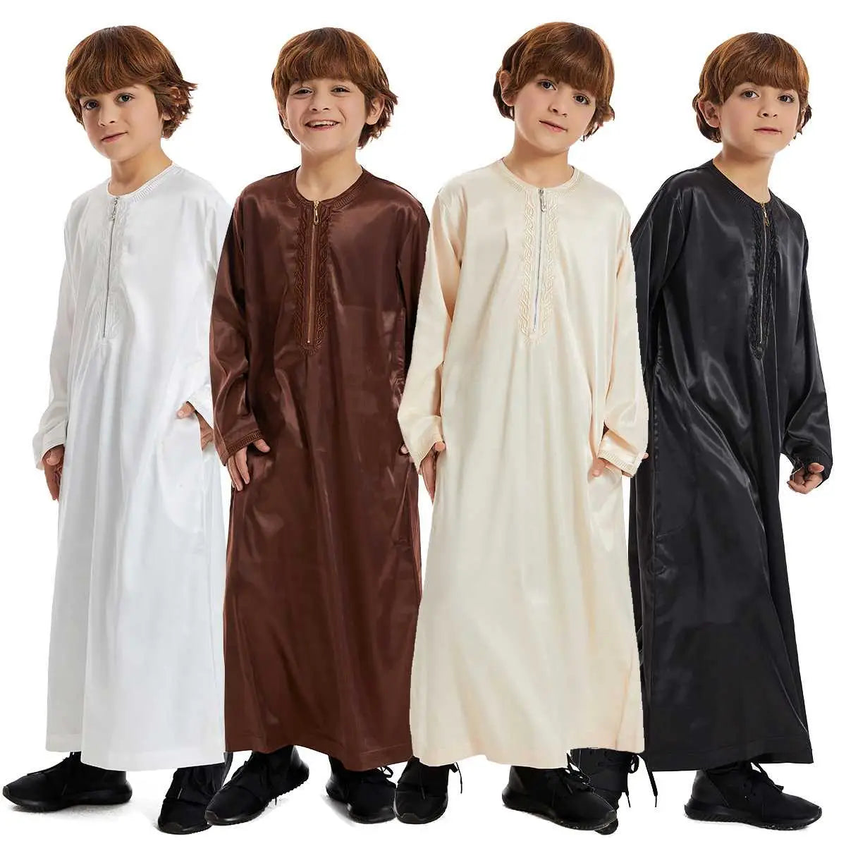 Middle Eastern Arab Kids Clothing - Traditional Arab Boy Thobe Thawb for Eid, Wedding & Special Occasions