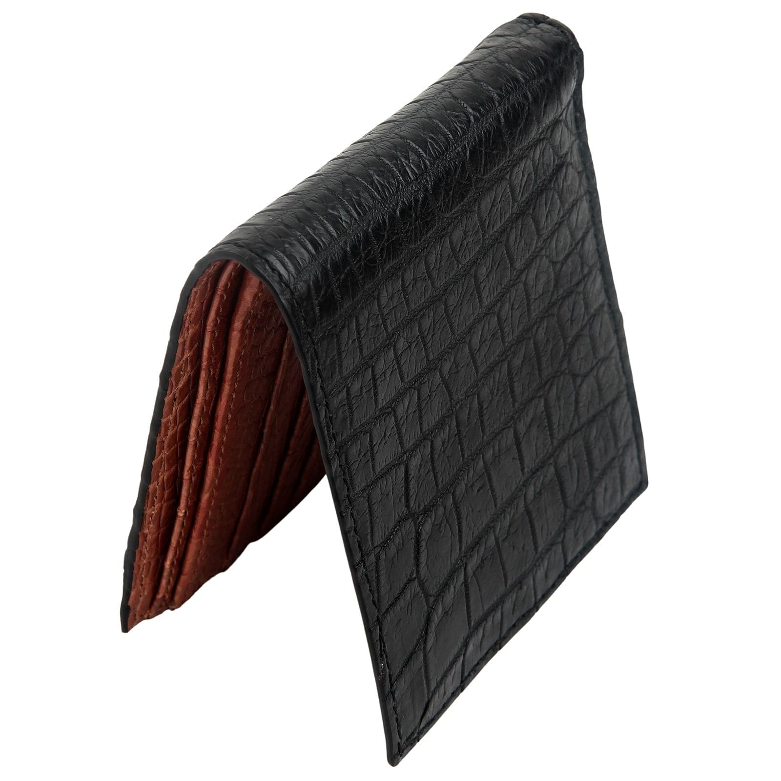 Genuine Black Crocodile Leather Wallet for Men - Slim Bifold RFID Blocking - Perfect for Everyday Carry & Business Travel