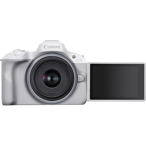 Canon EOS R50 Mirrorless Camera with RF-S 18-45mm f/4.5-6.3 IS STM Lens (White) - Perfect for Vlogging, Travel Photography & Content Creation