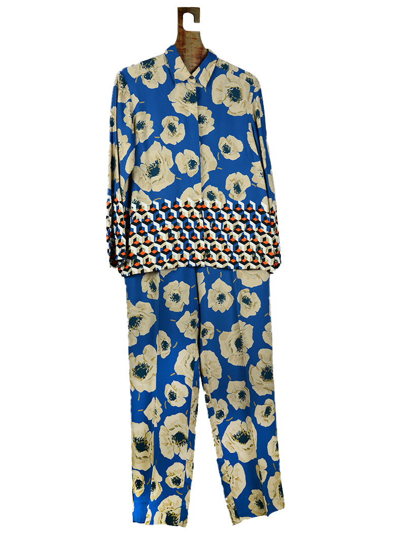 Dries Van Noten Blue Two-Piece Suit Size 44 | Elegant Formal Wear for Business Meetings & Special Occasions