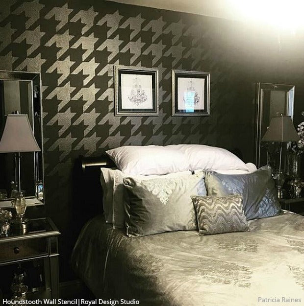 Houndstooth Pattern Wall Stencil - DIY Home Decor for Living Room, Bedroom, and Office - Reusable Painting Template for Creative Wall Designs