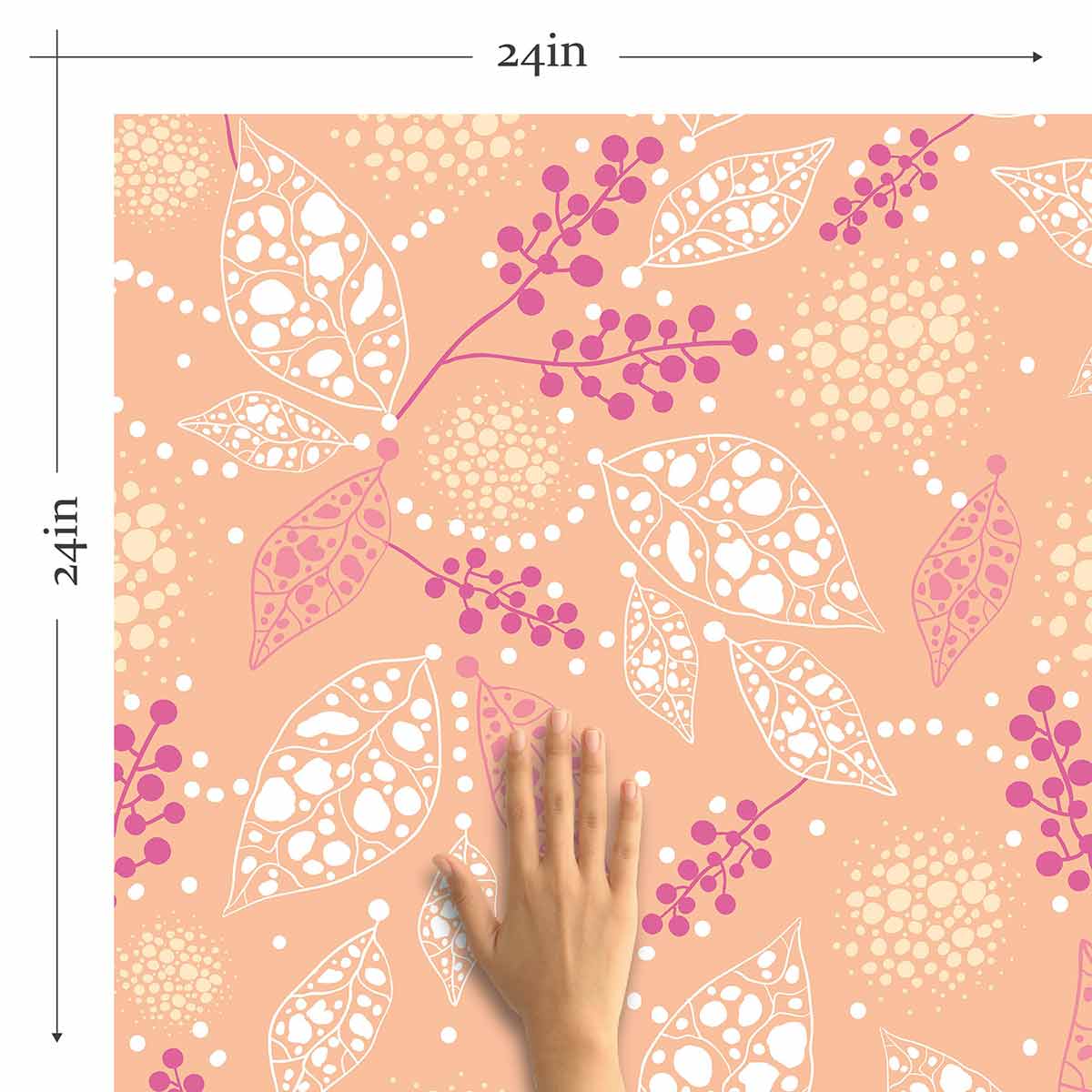 Pink Leaf Peel and Stick Removable Wallpaper - Self-Adhesive Decorative Wall Covering for Bedroom, Nursery, Living Room & Office Decor