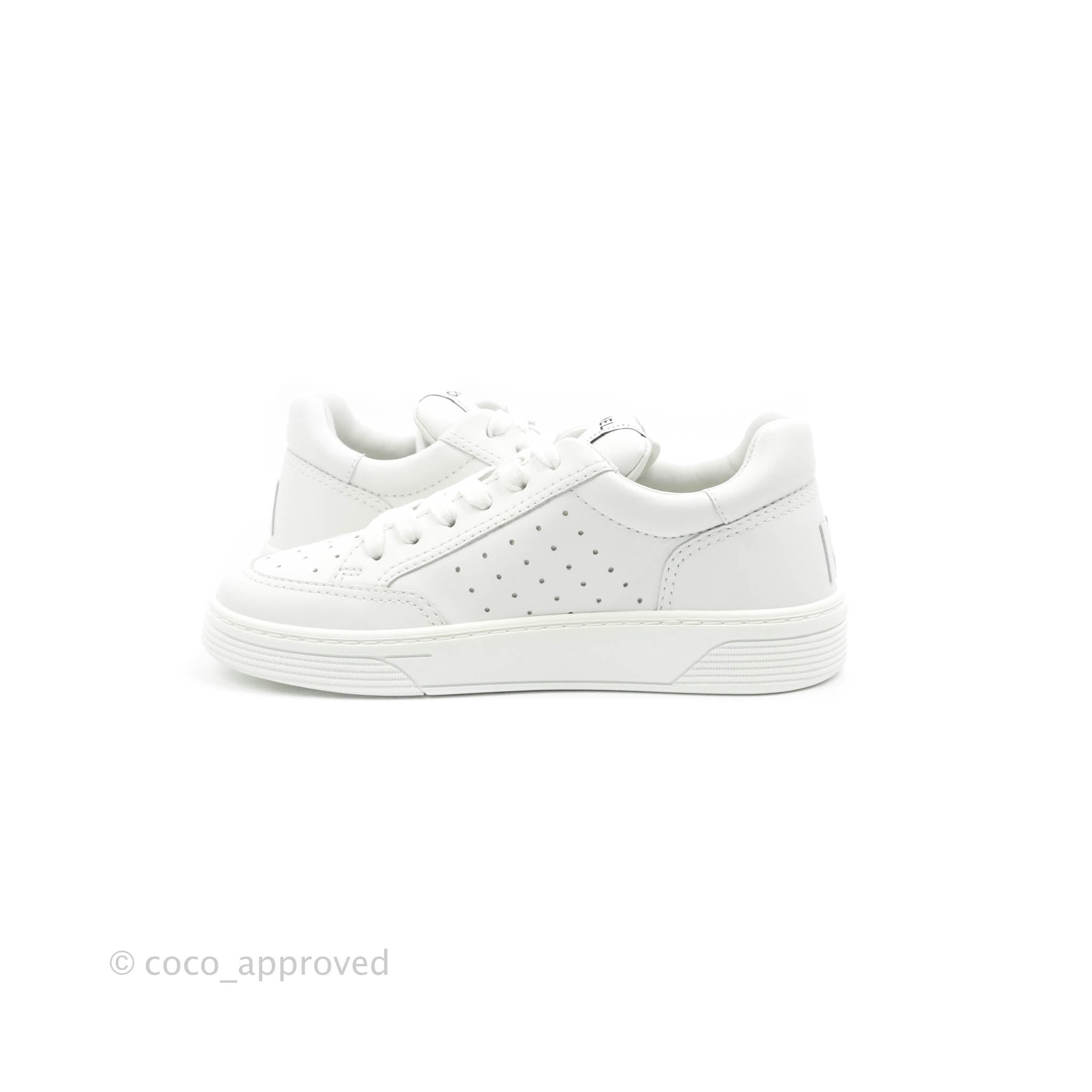 Chanel White Calfskin Logo Sneakers for Women - Size 37.5 (US 7) | Luxury Fashion Shoes for Casual Wear & Street Style Outfits