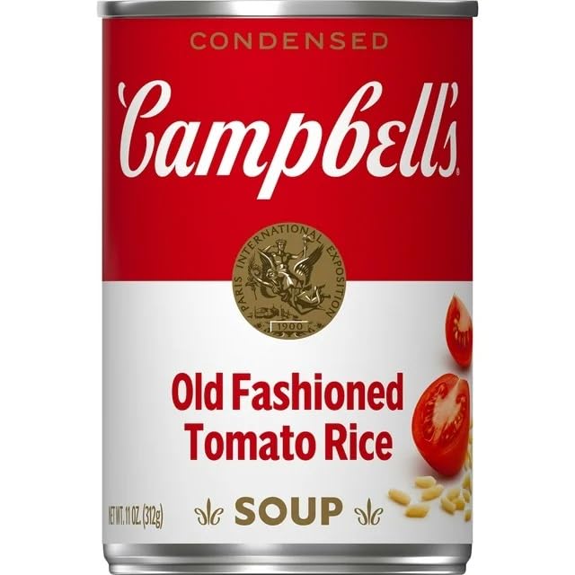 Campbell's Condensed Tomato Rice Soup - 11 Ounce Can (Pack of 6) | Classic Comfort Food for Quick Meals, Lunch Boxes & Emergency Pantry Stock