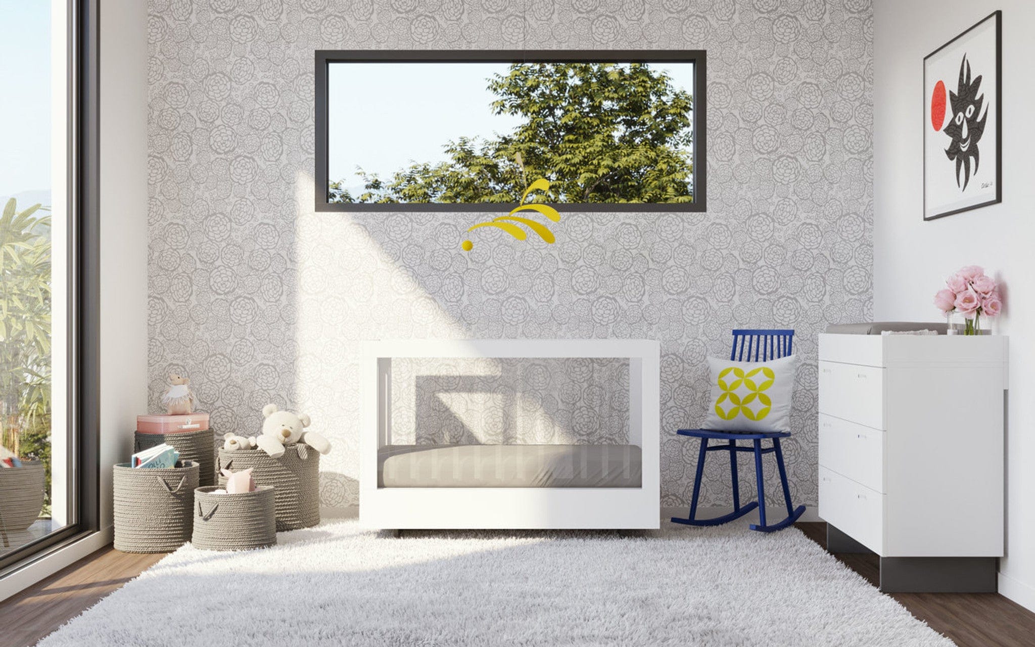 Spot On Square Roh Acrylic White Baby Crib - Modern Nursery Furniture for Newborns & Toddlers - Perfect for Bedrooms, Daycares & Gift Registries