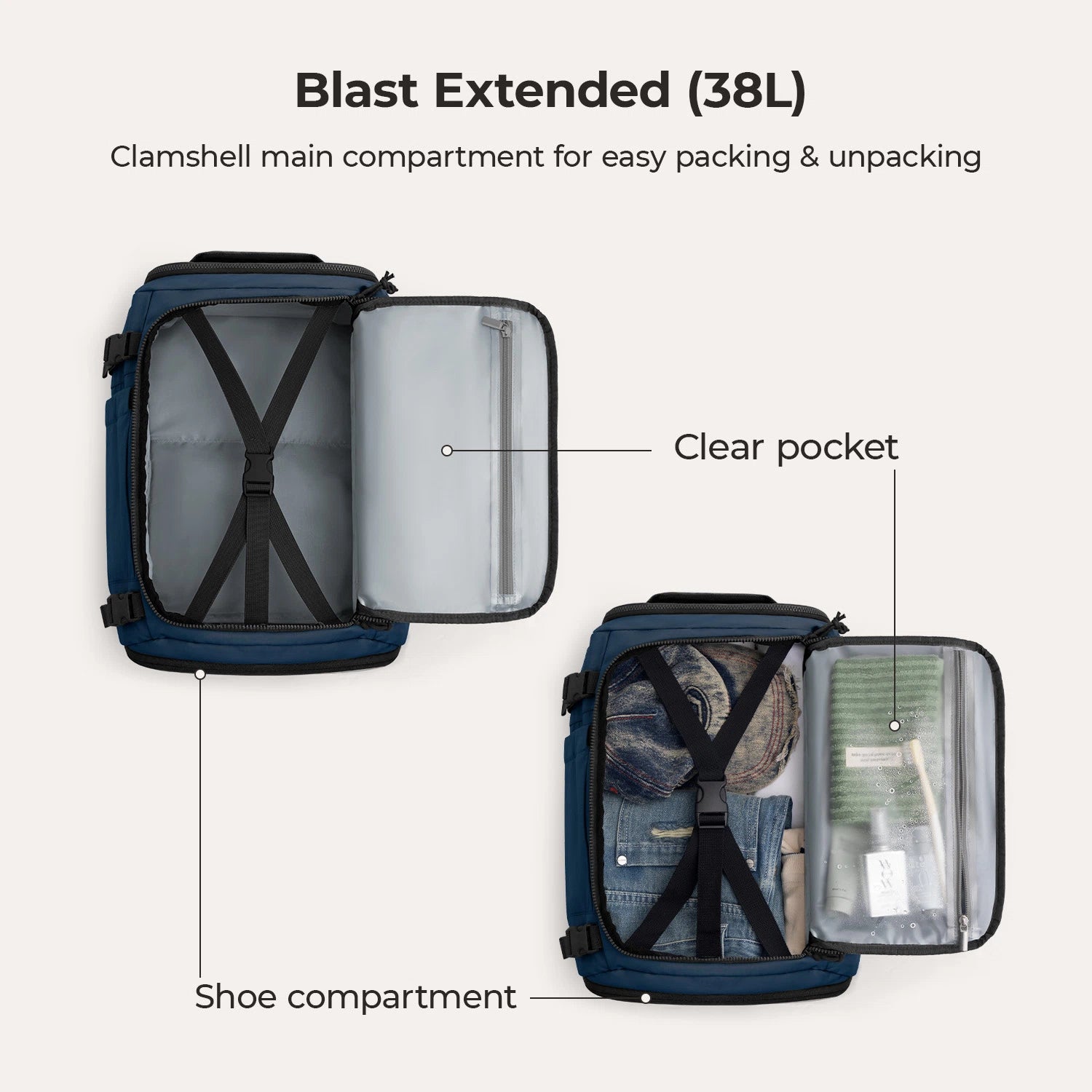 Blast Travel Backpack - Lightweight Waterproof Carry-On Backpack for Men & Women - Perfect for Airplane, Hiking, Camping & Daily Commute