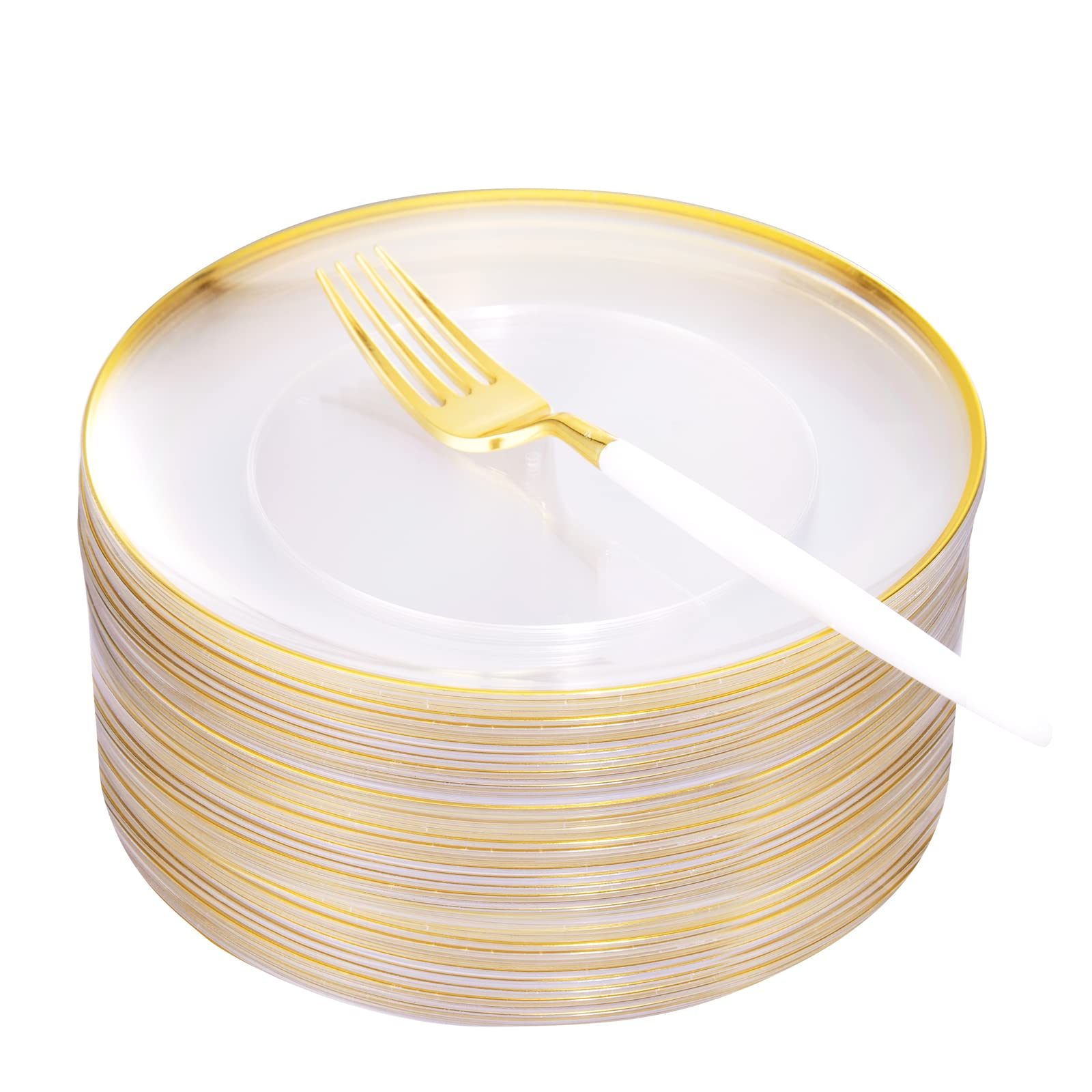 96-Piece Gold Plastic Dessert Plates Set - 48 Disposable 7.5