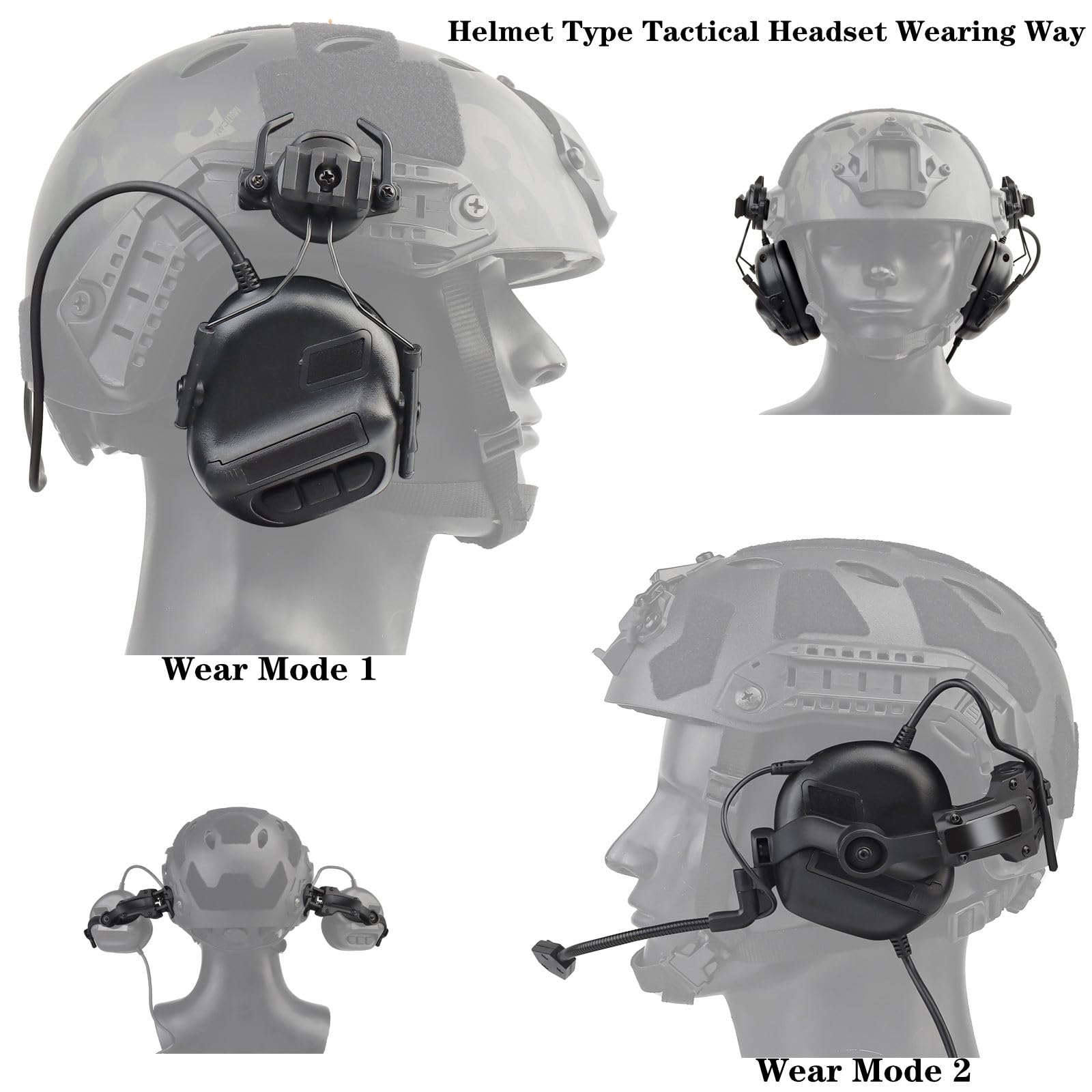 Tactical Shooting Headset with U94 PTT 2pin & ARC Rail Adapter - Noise Cancelling Ear Protection with Clear Sound Pickup | Perfect for Range Training, Hunting & Military Operations