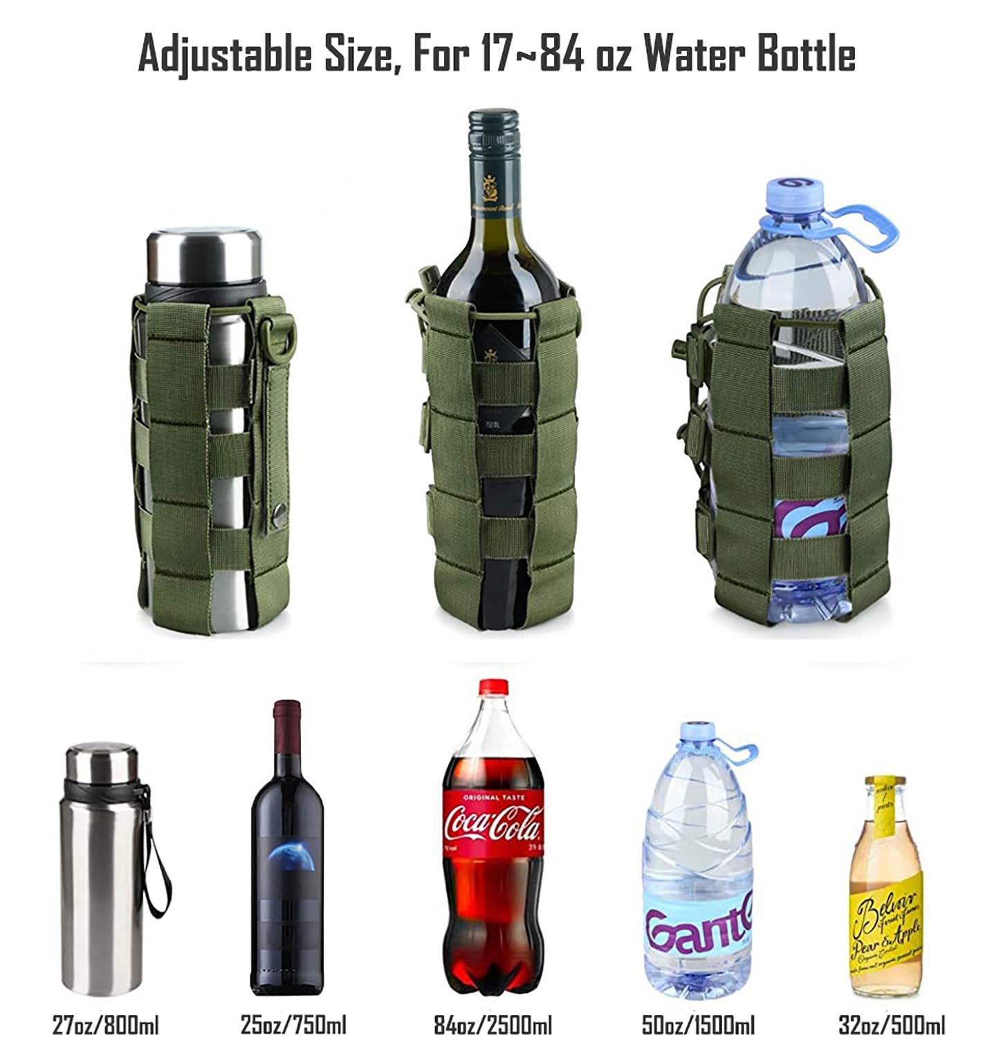 Tactical MOLLE Water Bottle Pouch - Adjustable Hydration Carrier for Hydro Flask, Nalgene & Contigo Bottles | Military-Grade Weave Design | Perfect for Hiking, Camping & Outdoor Adventures