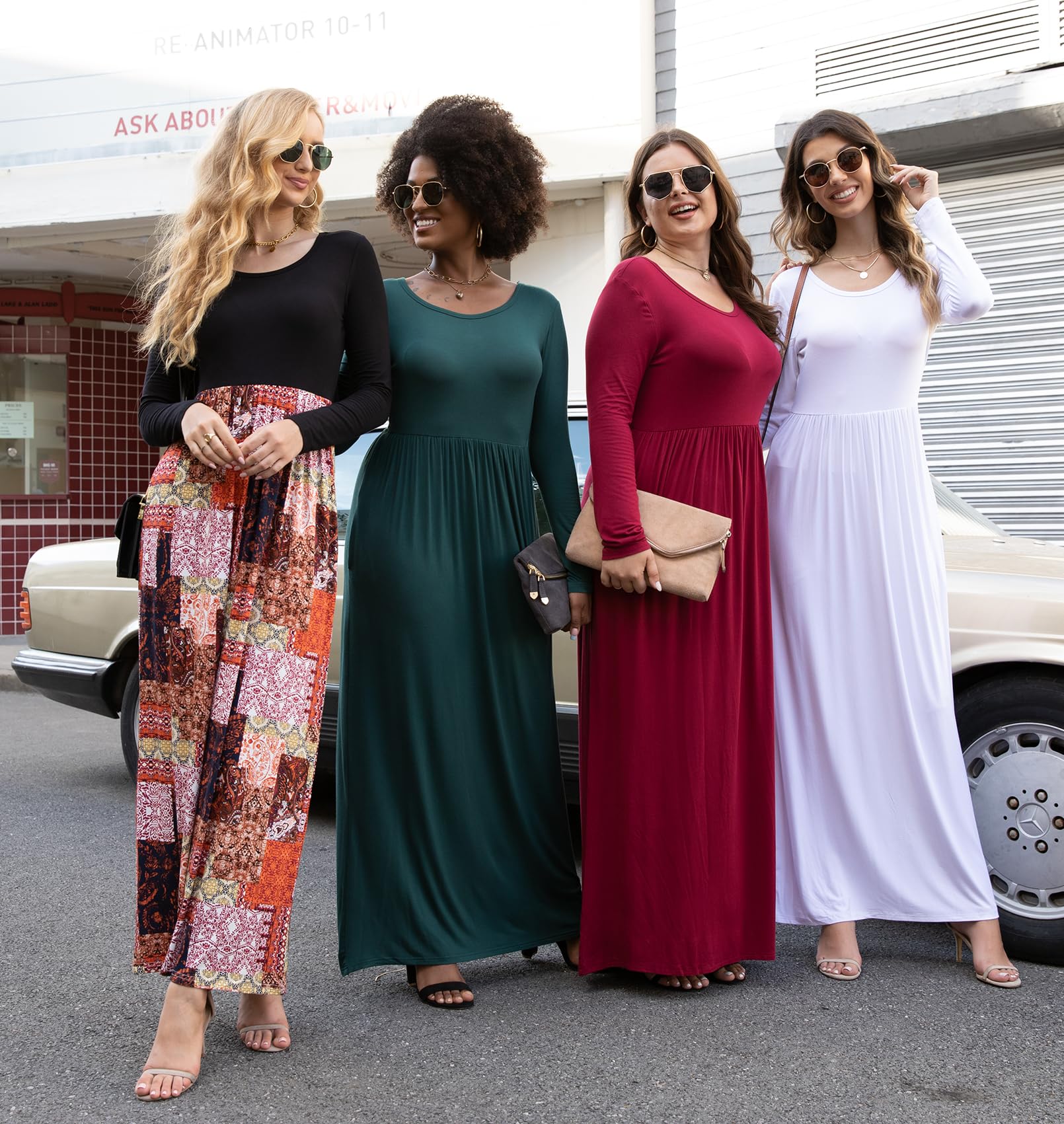 VIISHOW Women's Long Sleeve Maxi Dress - Loose Fit Plain Casual Dress with Pockets | Elegant Everyday Wear, Beach Cover Up & Vacation Outfit