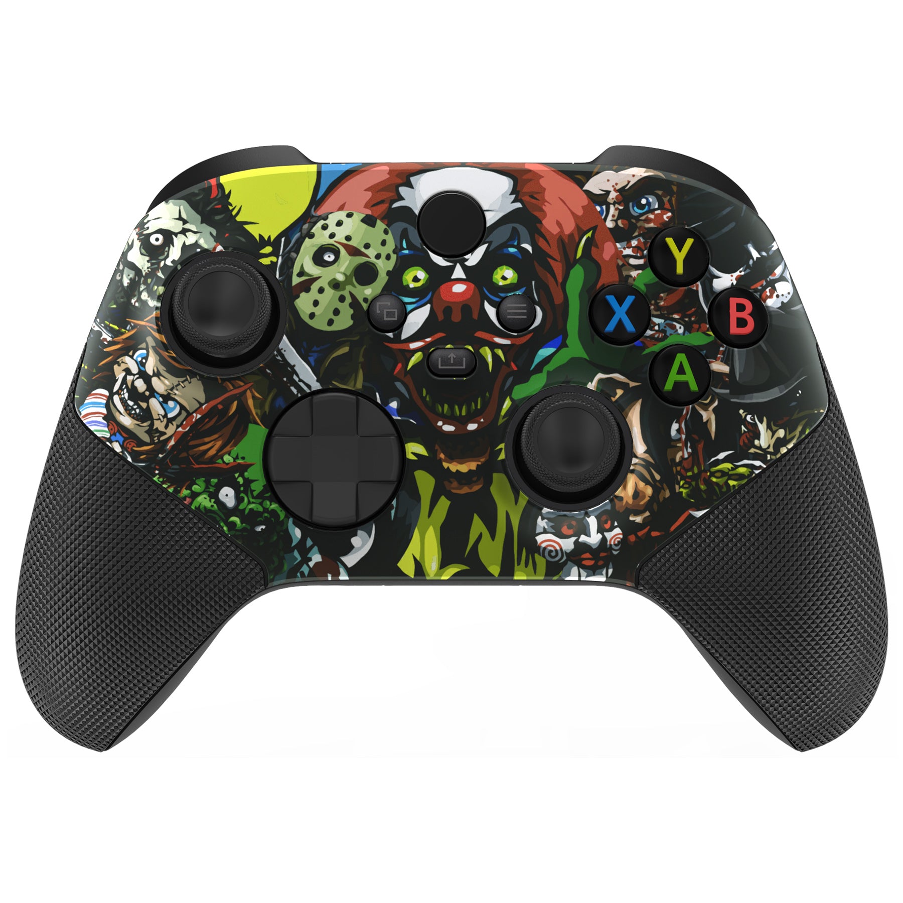eXtremeRate Scary Party ASR Version Rubberized Grip Front Housing Shell with Accent Rings for Xbox Series X/S Controller FX3C1005 - Enhanced Gaming Performance for Horror & Action Games