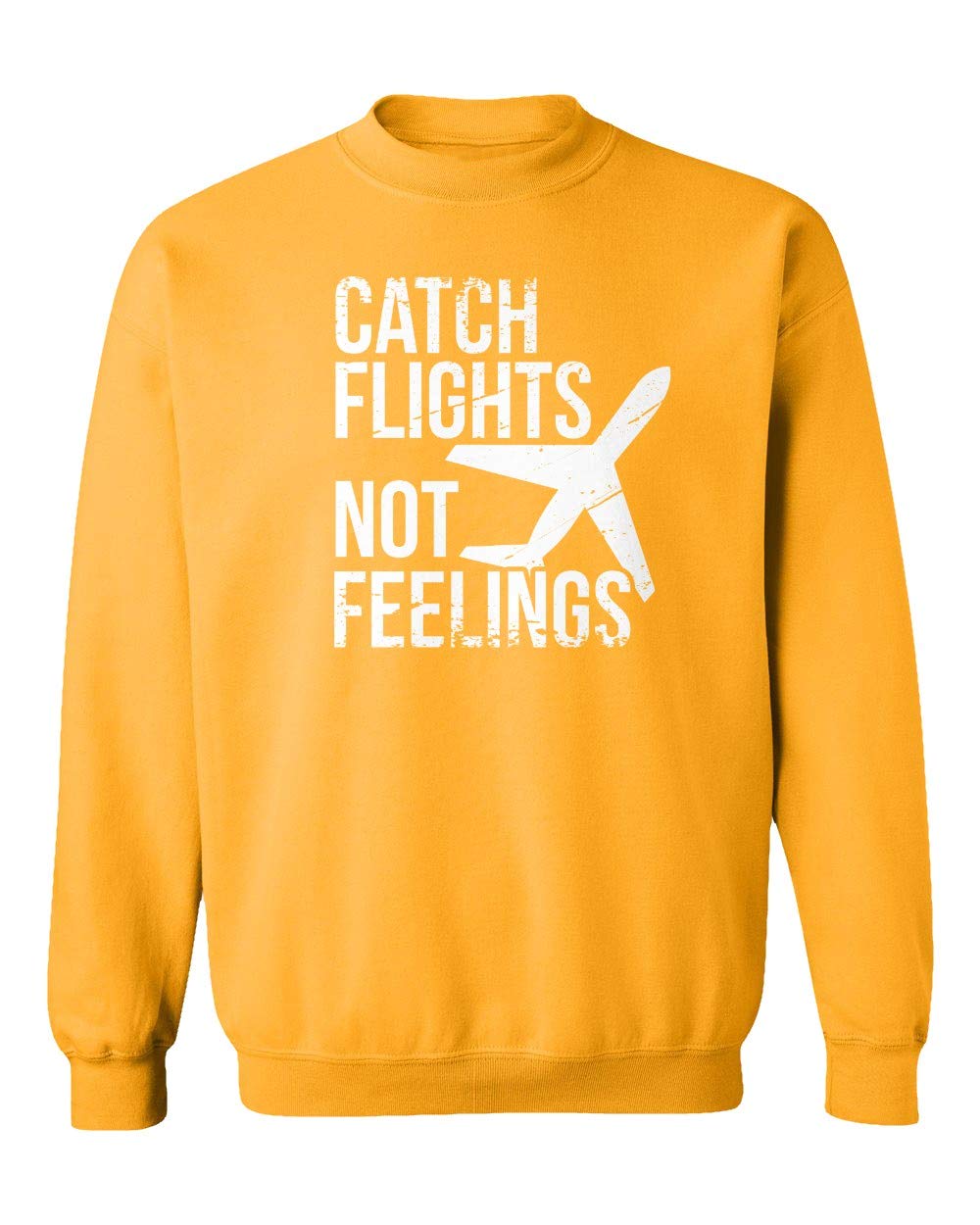 SMARTZONE Funny Travel Sweater - Catch Flights Not Feelings Unisex Crewneck Pullover | Perfect for Airplane Trips, Vacation Gifts & Travel Enthusiasts