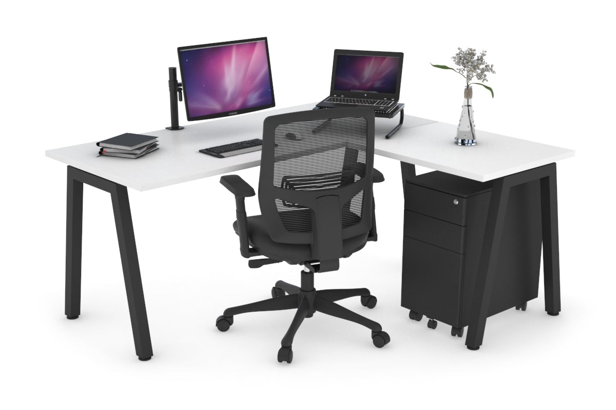 L-Shaped Corner Office Desk with Quadro A Legs - 1600L x 1700W for Home Office, Gaming & Workspace Setup - Ergonomic Computer Desk for Professionals & Students